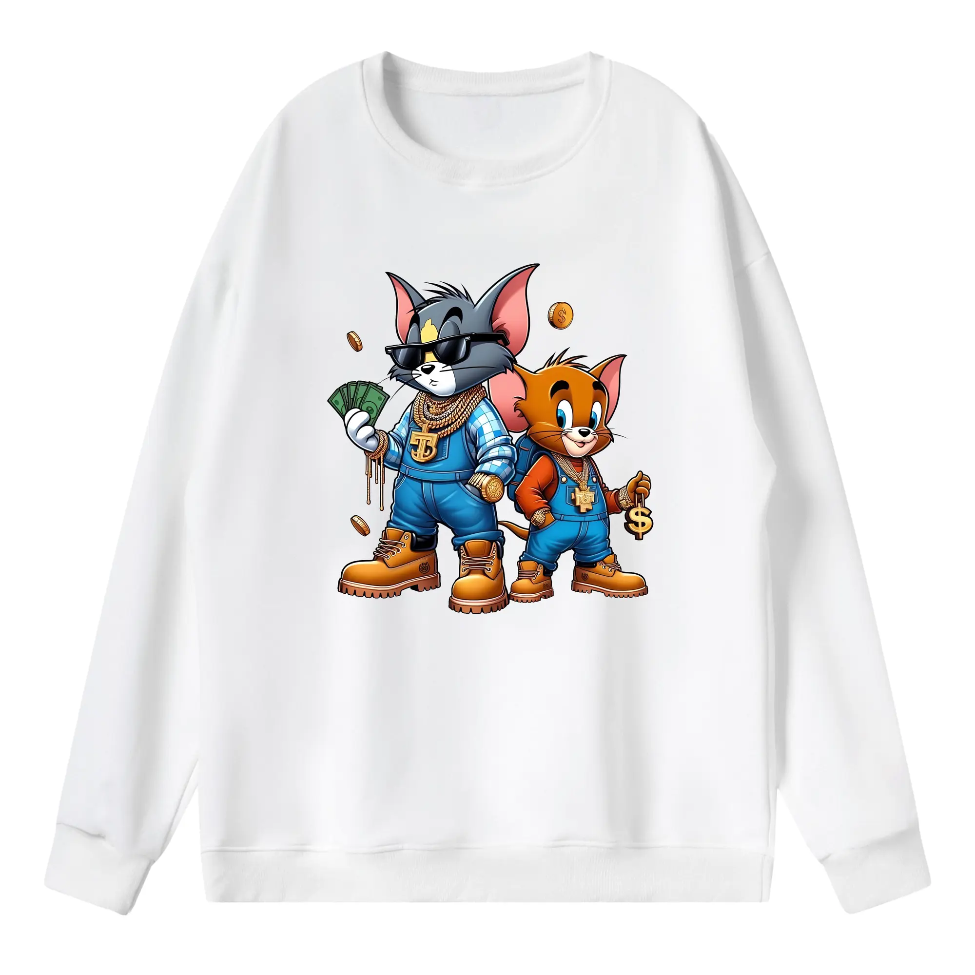 トムとジェリー グッズ ジェリー - 薄手 クルーネック スウェット 裏毛260g · ポリエステル 春秋向け カジュアル 男女兼用 · トレーナー デイリー スポーツ 散歩に最適