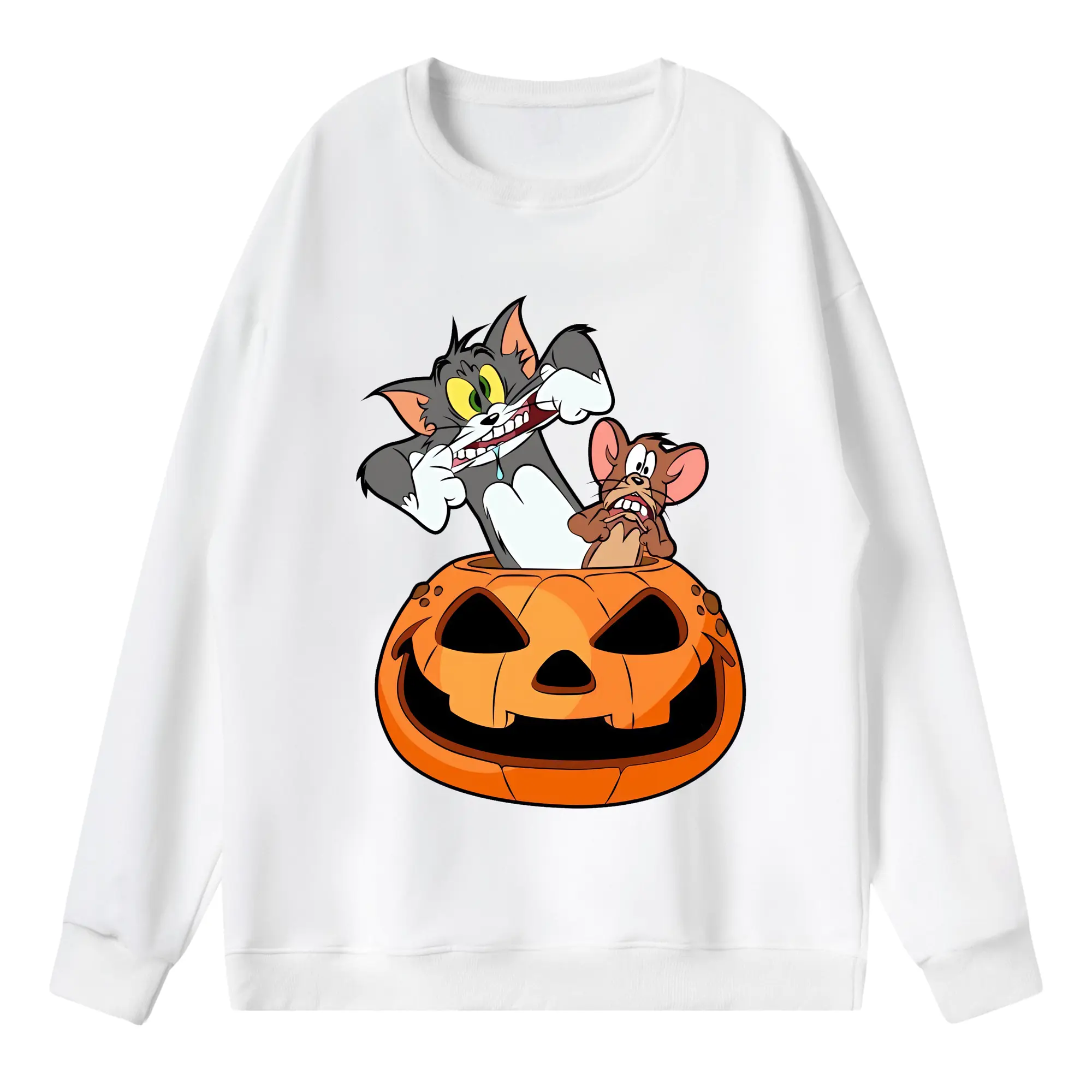 トムとジェリー グッズ ジェリー - 薄手 クルーネック スウェット 裏毛260g · ポリエステル 春秋向け カジュアル 男女兼用 · トレーナー デイリー スポーツ 散歩に最適