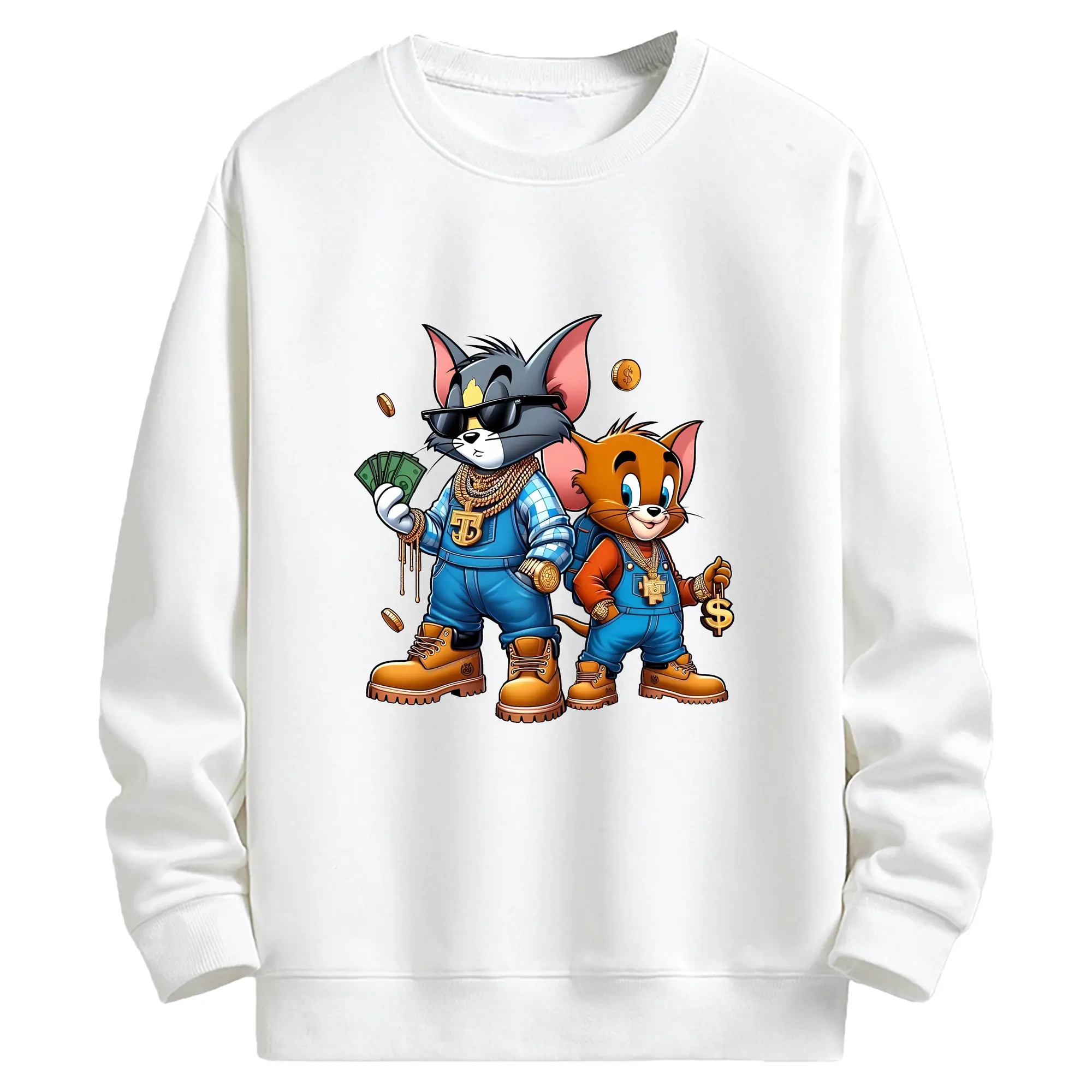 トムとジェリー グッズ ジェリー - キッズ クルーネックスウェットシャツ ・ フロントプリント ・ 綿80％ ポリエステル20％ ・ 快適 通学 スポーツ 日常使い お散歩用