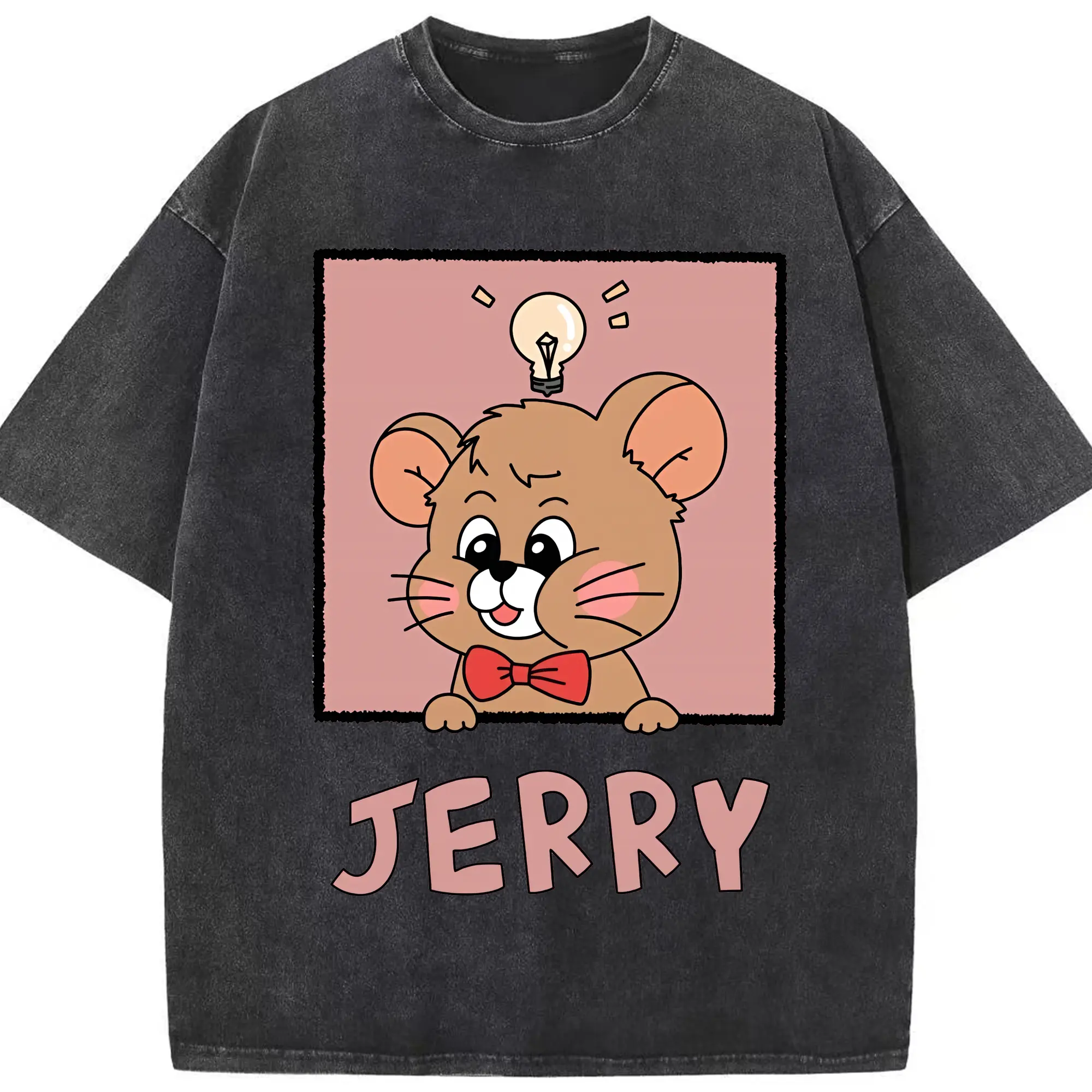 トムとジェリー グッズ ジェリー - 綿100％ ヴィンテージ風 半袖Tシャツ ・ フロントプリント ・ 柔らか肌触り ・ 通気性 快適 ・ スポーツ カジュアル 外出用