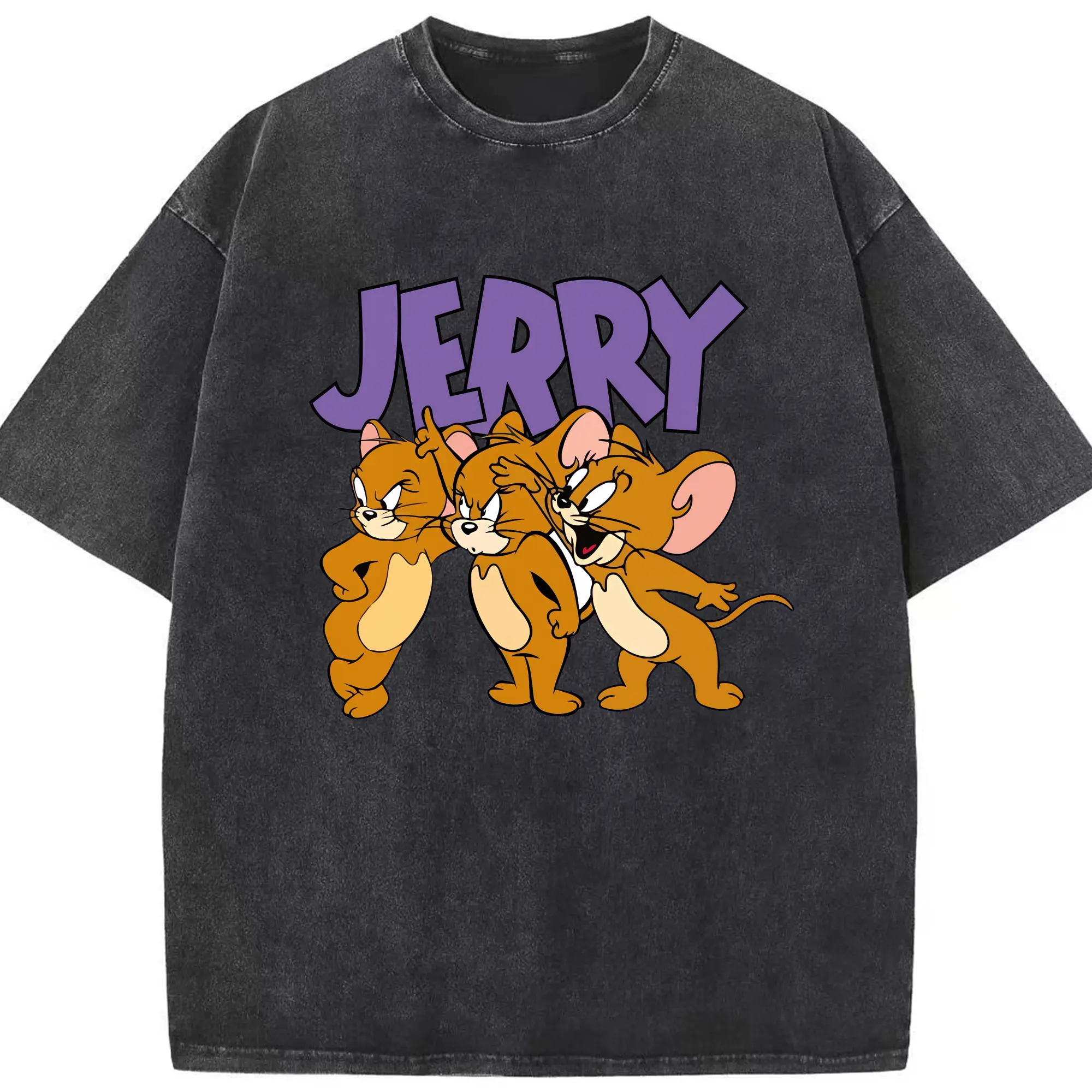 トムとジェリー グッズ ジェリー - 綿100％ ヴィンテージ風 半袖Tシャツ ・ フロントプリント ・ 柔らか肌触り ・ 通気性 快適 ・ スポーツ カジュアル 外出用