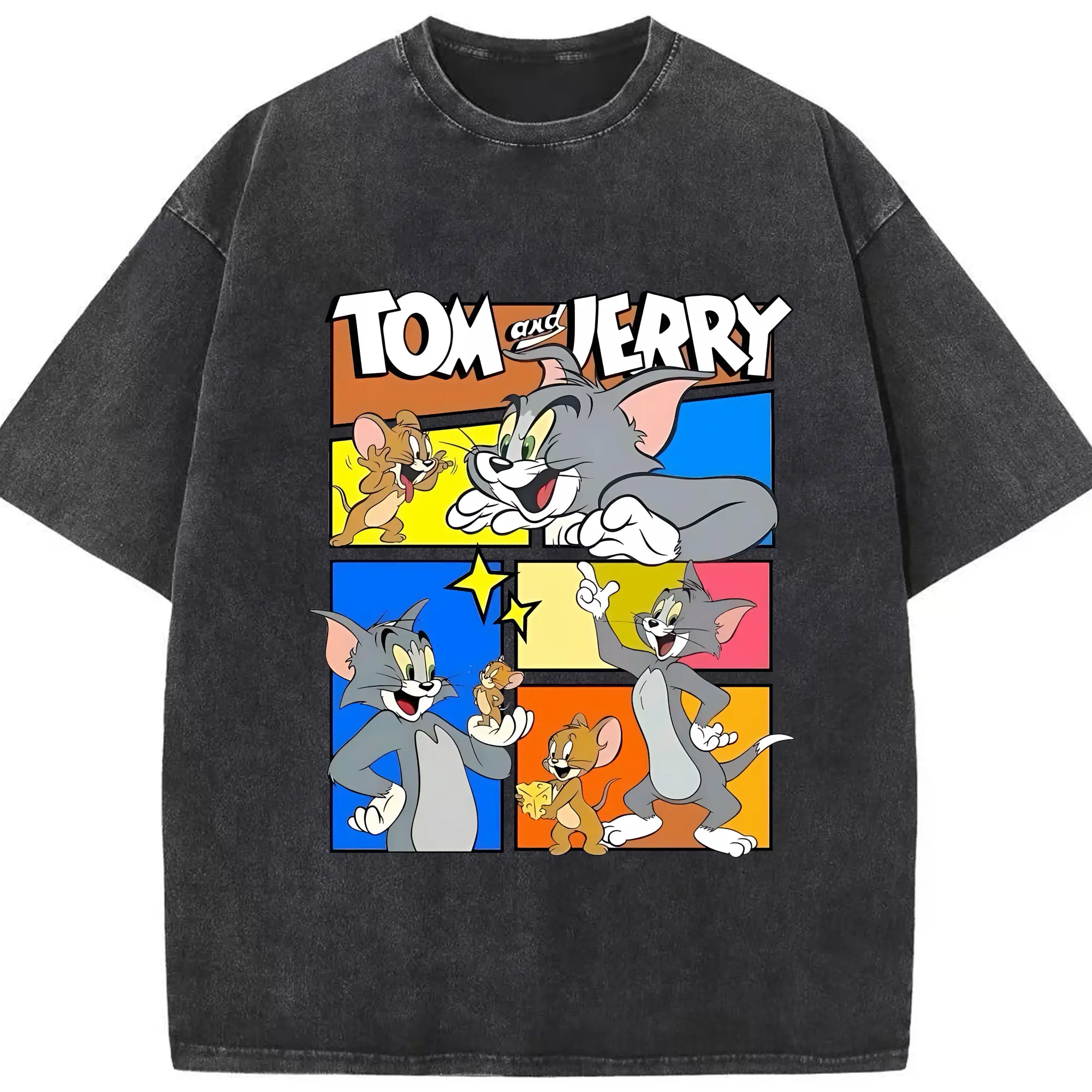 トムとジェリー グッズ ジェリー - 綿100％ ヴィンテージ風 半袖Tシャツ ・ フロントプリント ・ 柔らか肌触り ・ 通気性 快適 ・ スポーツ カジュアル 外出用