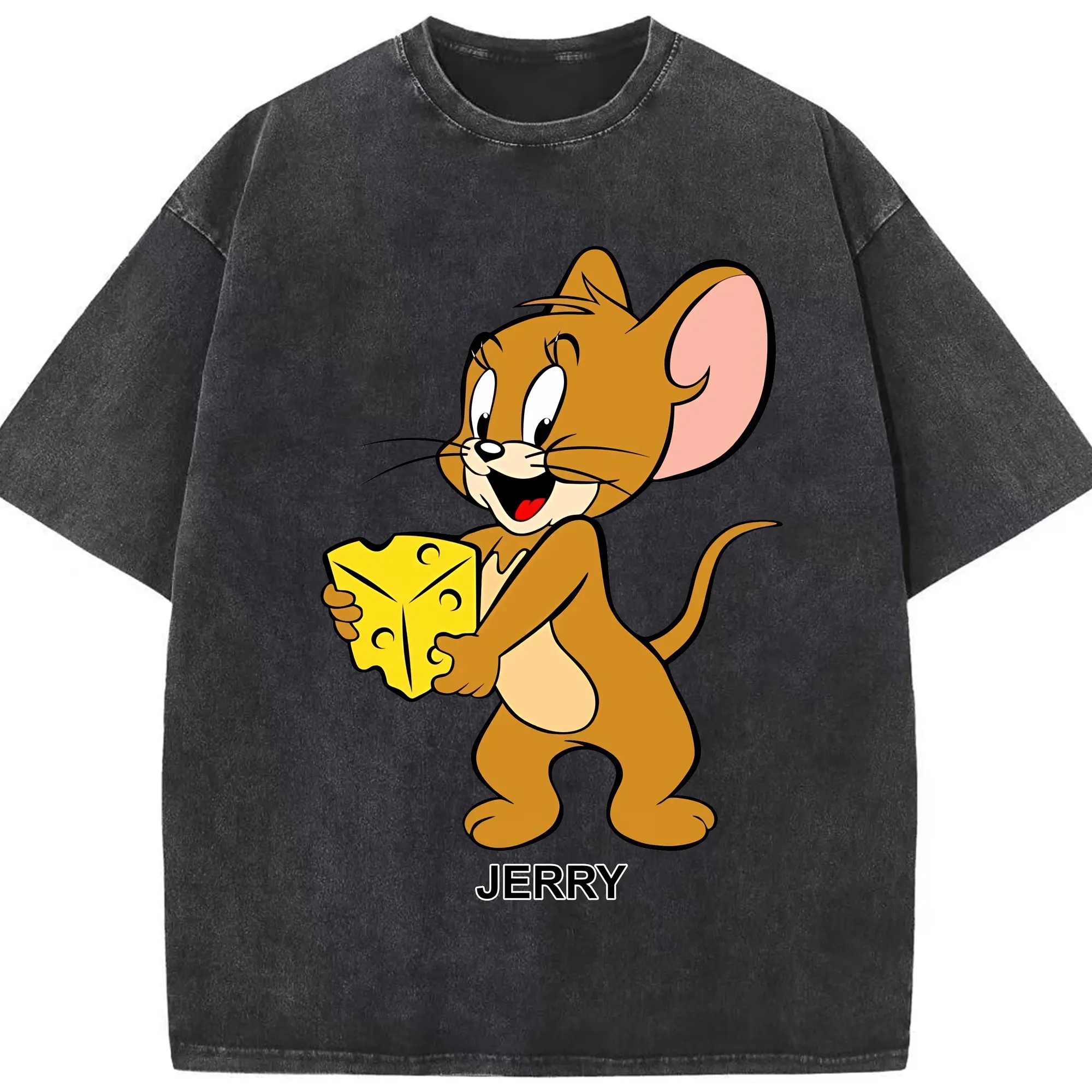 トムとジェリー グッズ ジェリー - 綿100％ ヴィンテージ風 半袖Tシャツ ・ フロントプリント ・ 柔らか肌触り ・ 通気性 快適 ・ スポーツ カジュアル 外出用