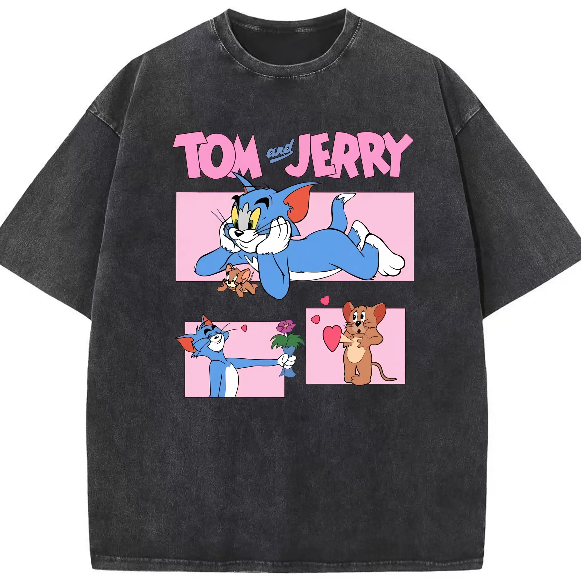 トムとジェリー グッズ ジェリー - 綿100％ ヴィンテージ風 半袖Tシャツ ・ フロントプリント ・ 柔らか肌触り ・ 通気性 快適 ・ スポーツ カジュアル 外出用