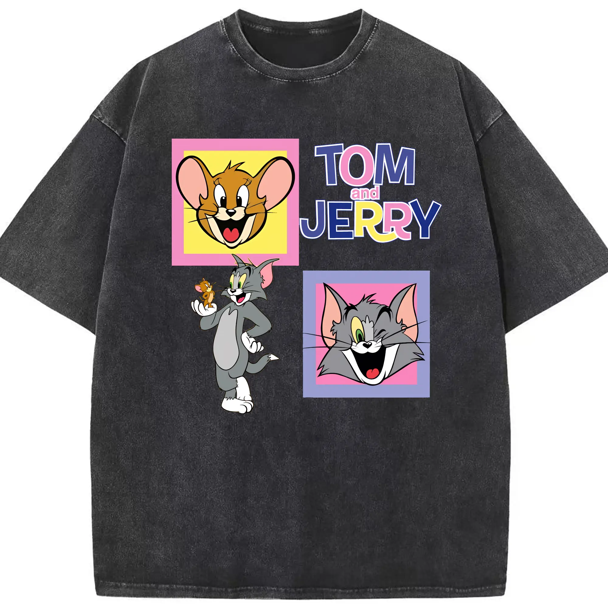 トムとジェリー グッズ ジェリー - 綿100％ ヴィンテージ風 半袖Tシャツ ・ フロントプリント ・ 柔らか肌触り ・ 通気性 快適 ・ スポーツ カジュアル 外出用