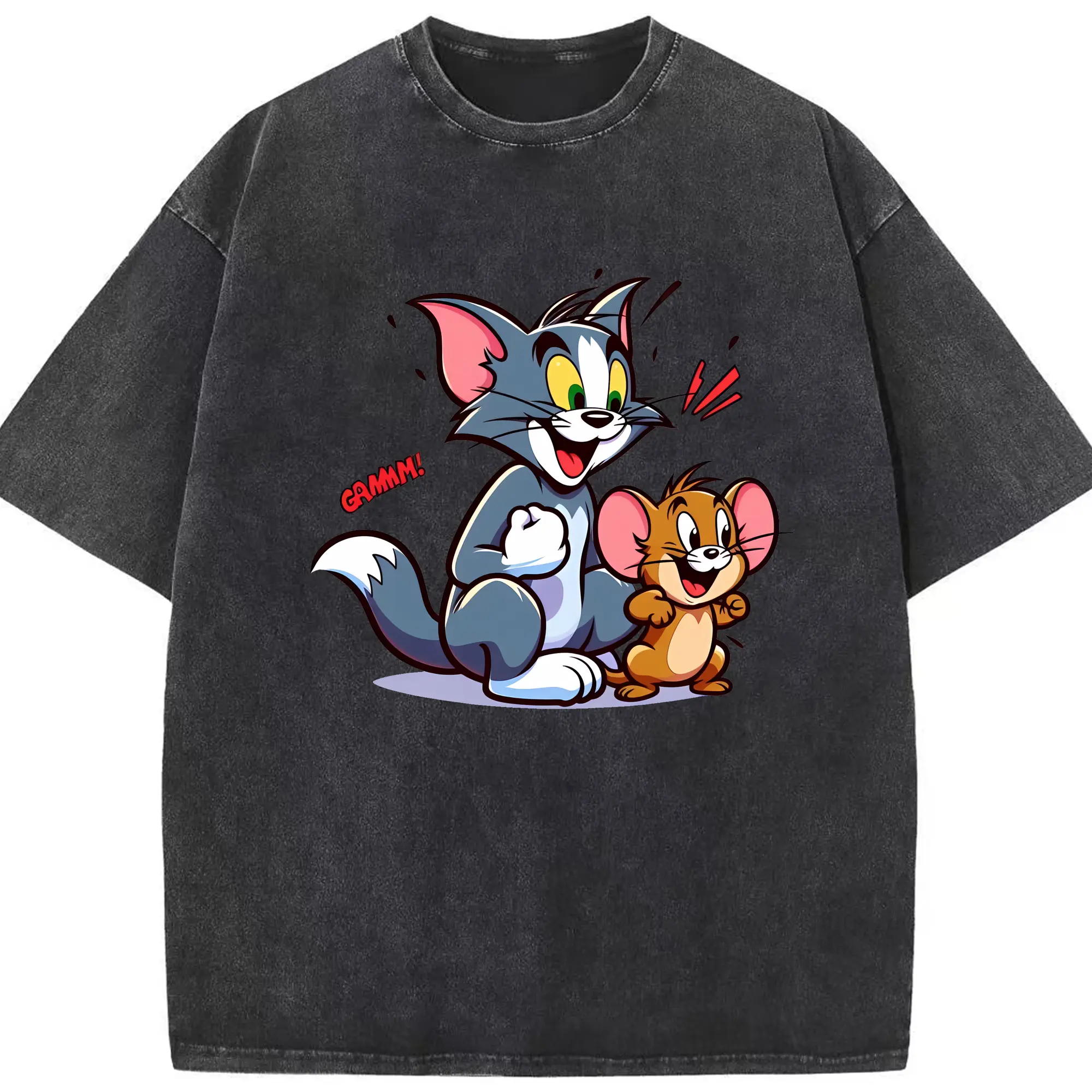 トムとジェリー グッズ ジェリー - 綿100％ ヴィンテージ風 半袖Tシャツ ・ フロントプリント ・ 柔らか肌触り ・ 通気性 快適 ・ スポーツ カジュアル 外出用