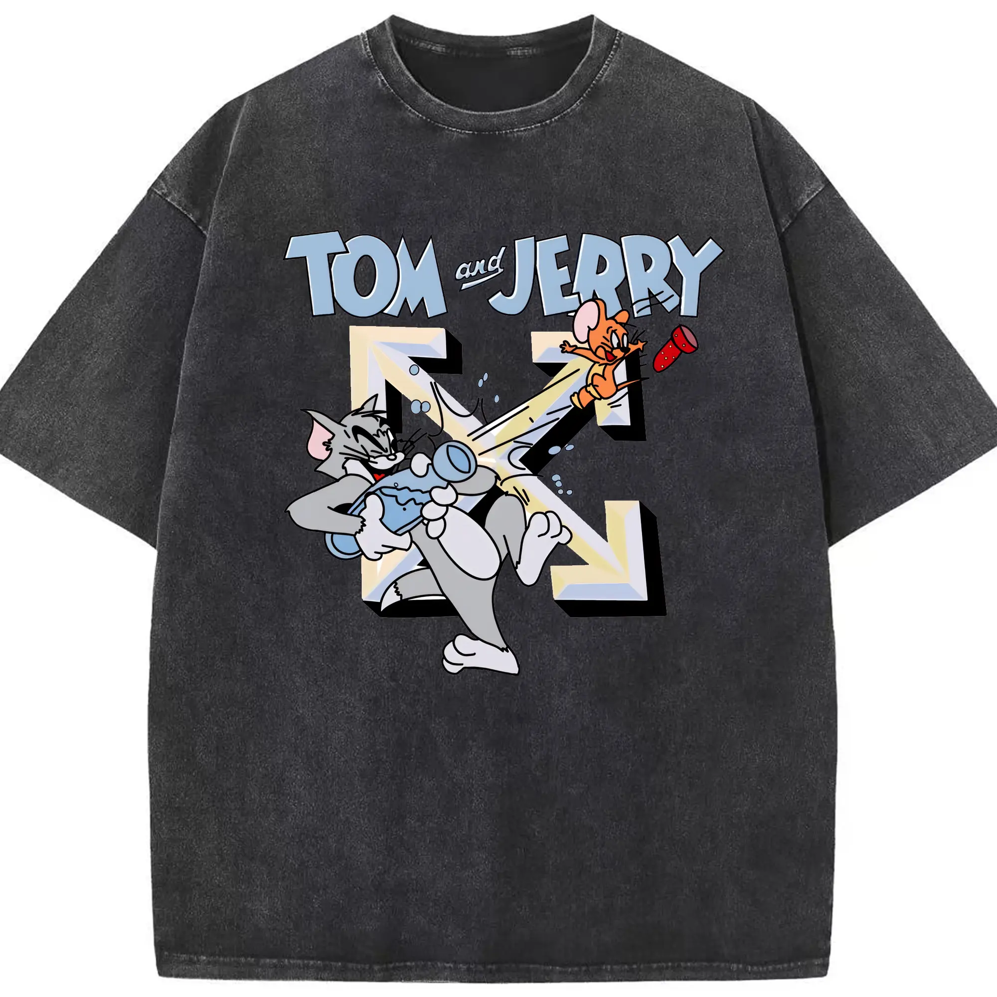 トムとジェリー グッズ ジェリー - 綿100％ ヴィンテージ風 半袖Tシャツ ・ フロントプリント ・ 柔らか肌触り ・ 通気性 快適 ・ スポーツ カジュアル 外出用