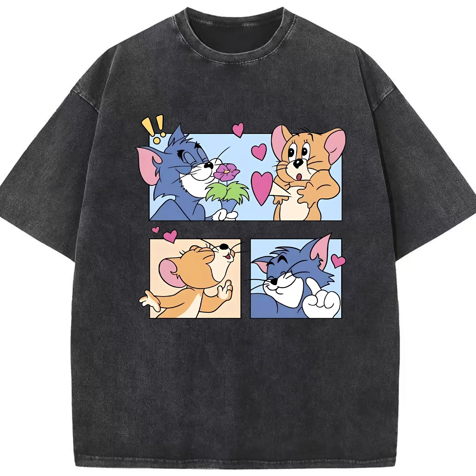 トムとジェリー グッズ ジェリー - 綿100％ ヴィンテージ風 半袖Tシャツ ・ フロントプリント ・ 柔らか肌触り ・ 通気性 快適 ・ スポーツ カジュアル 外出用