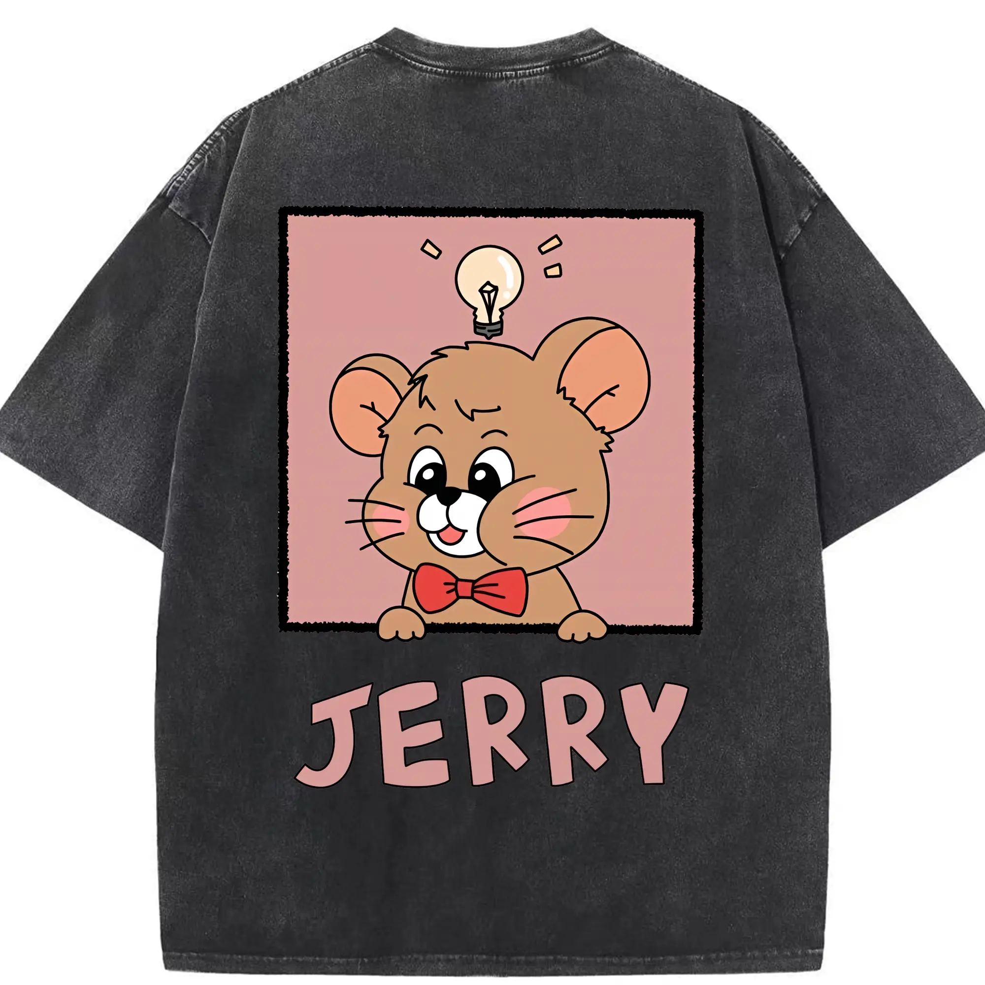 トムとジェリー グッズ ジェリー - 綿100％ ヴィンテージ風 半袖Tシャツ ・ 背面プリント ・ 柔らか肌触り ・ 通気性 快適 ・ スポーツ カジュアル 外出用