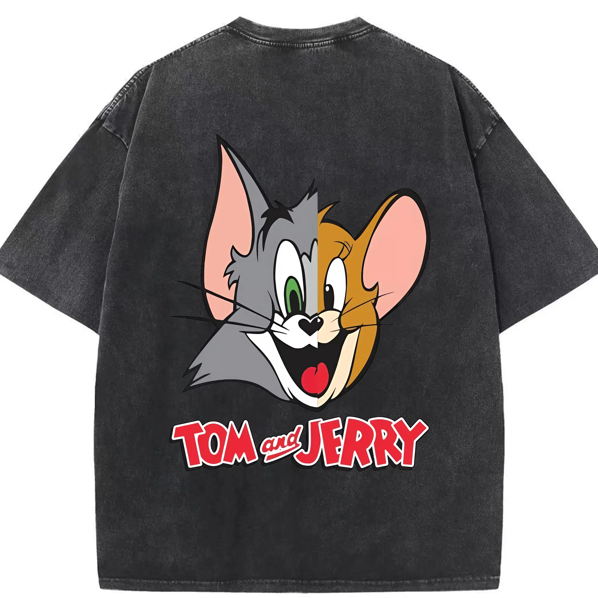 トムとジェリー グッズ ジェリー - 綿100％ ヴィンテージ風 半袖Tシャツ ・ 背面プリント ・ 柔らか肌触り ・ 通気性 快適 ・ スポーツ カジュアル 外出用