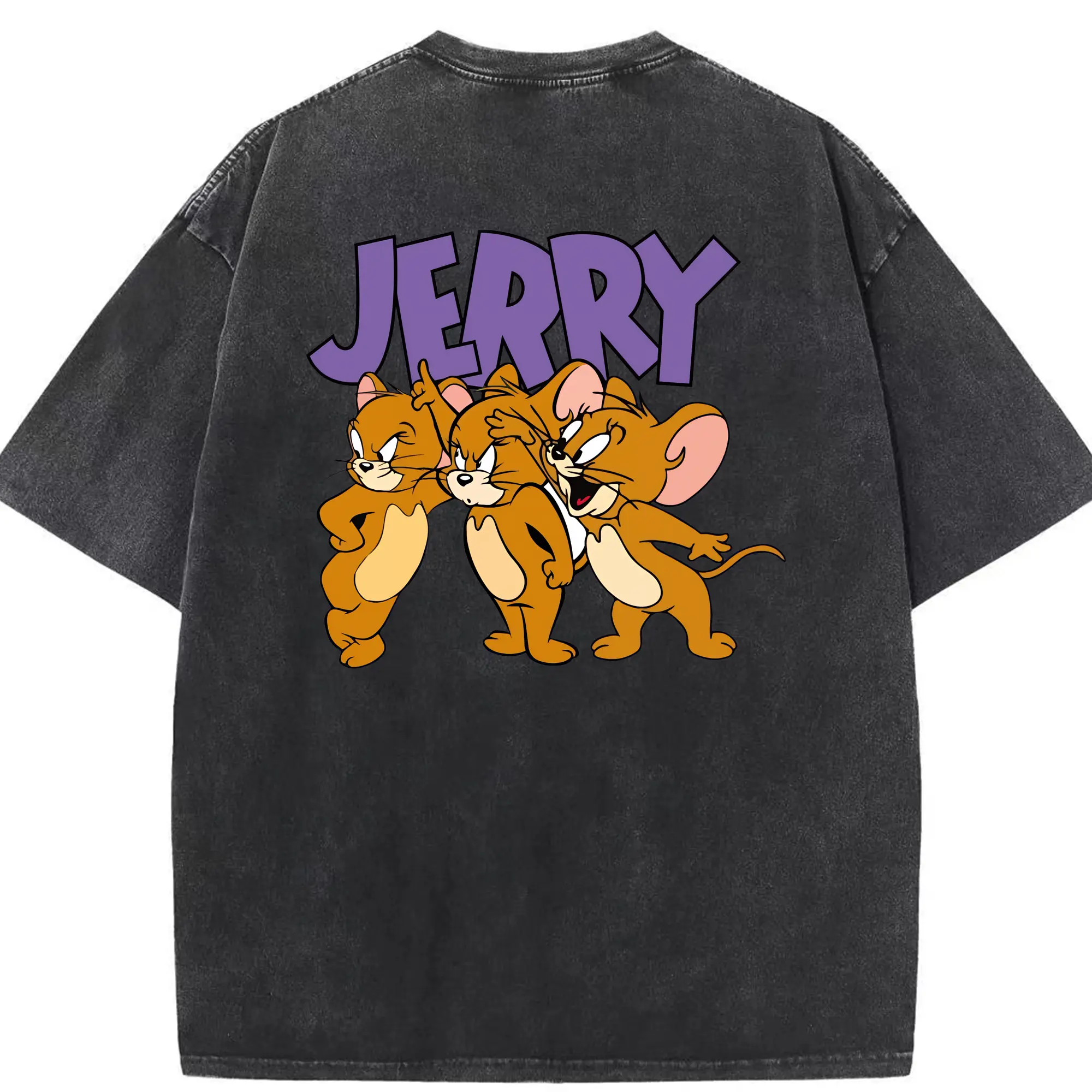 トムとジェリー グッズ ジェリー - 綿100％ ヴィンテージ風 半袖Tシャツ ・ 背面プリント ・ 柔らか肌触り ・ 通気性 快適 ・ スポーツ カジュアル 外出用