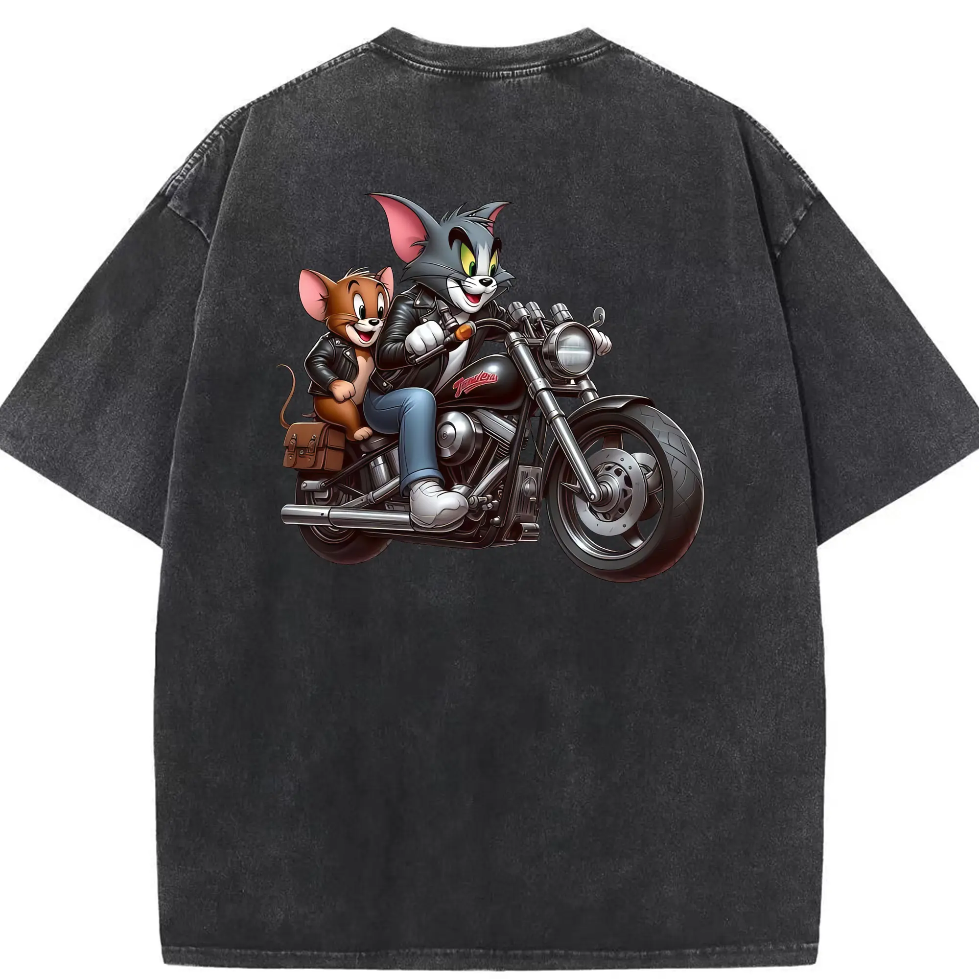 トムとジェリー グッズ ジェリー - 綿100％ ヴィンテージ風 半袖Tシャツ ・ 背面プリント ・ 柔らか肌触り ・ 通気性 快適 ・ スポーツ カジュアル 外出用