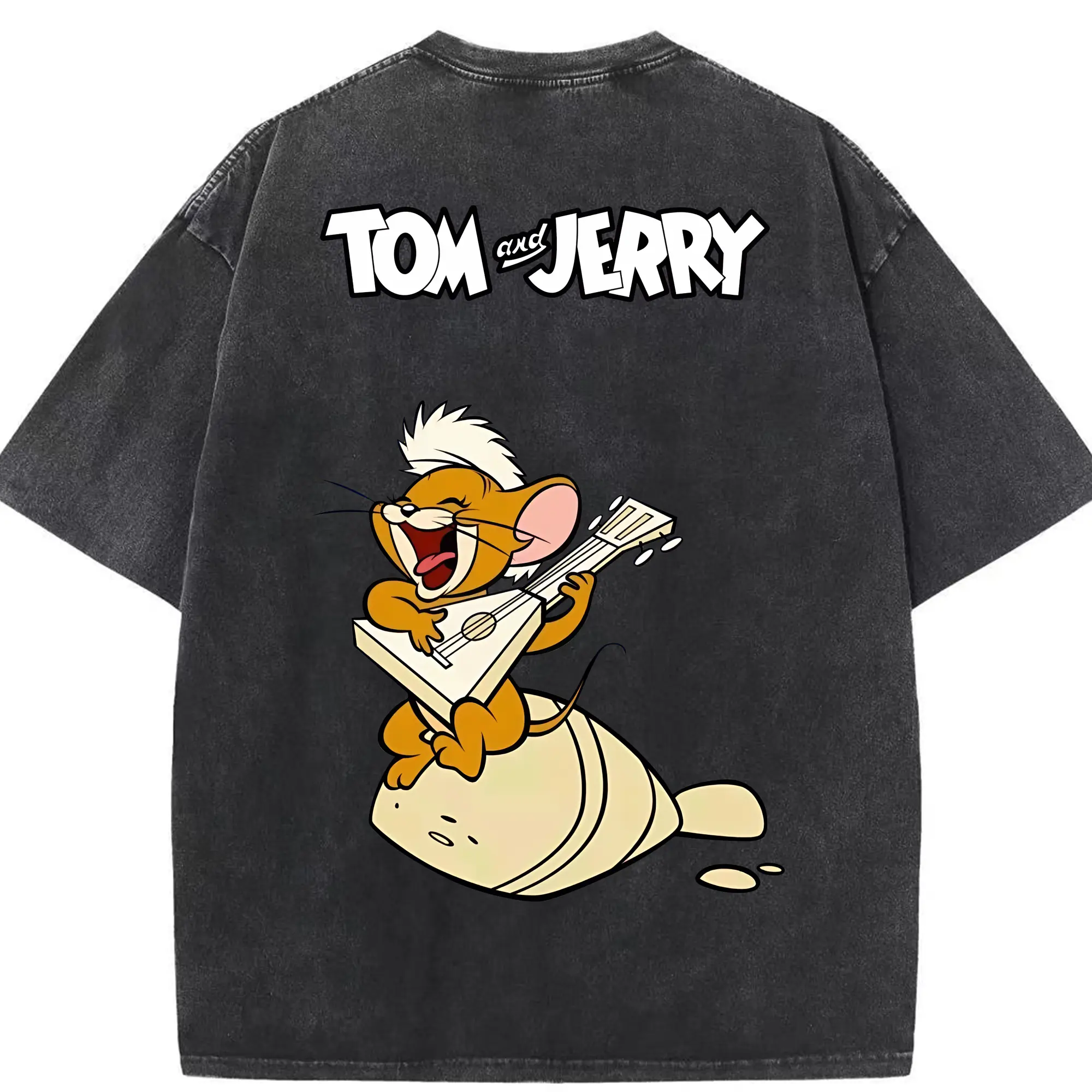 トムとジェリー グッズ ジェリー - 綿100％ ヴィンテージ風 半袖Tシャツ ・ 背面プリント ・ 柔らか肌触り ・ 通気性 快適 ・ スポーツ カジュアル 外出用