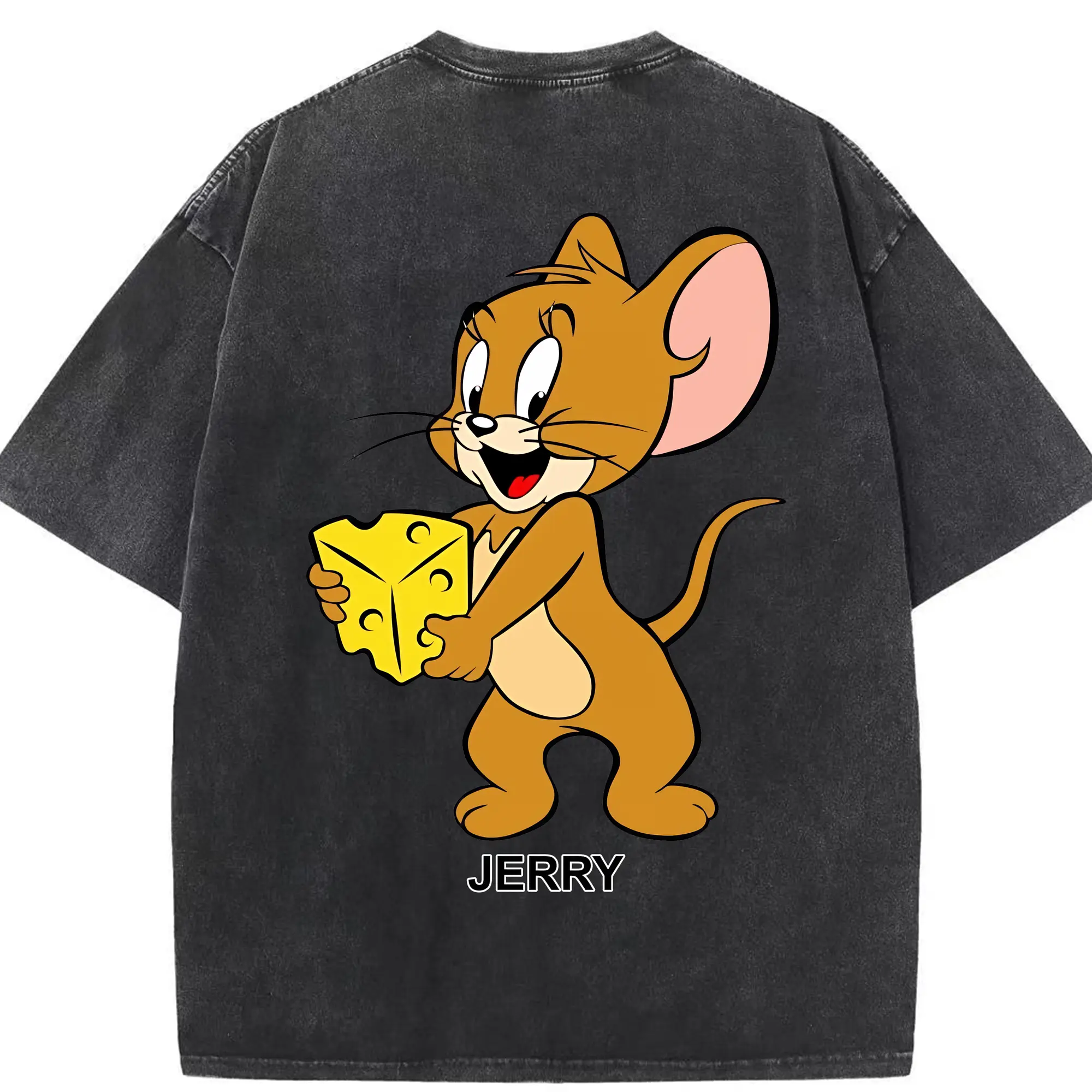 トムとジェリー グッズ ジェリー - 綿100％ ヴィンテージ風 半袖Tシャツ ・ 背面プリント ・ 柔らか肌触り ・ 通気性 快適 ・ スポーツ カジュアル 外出用