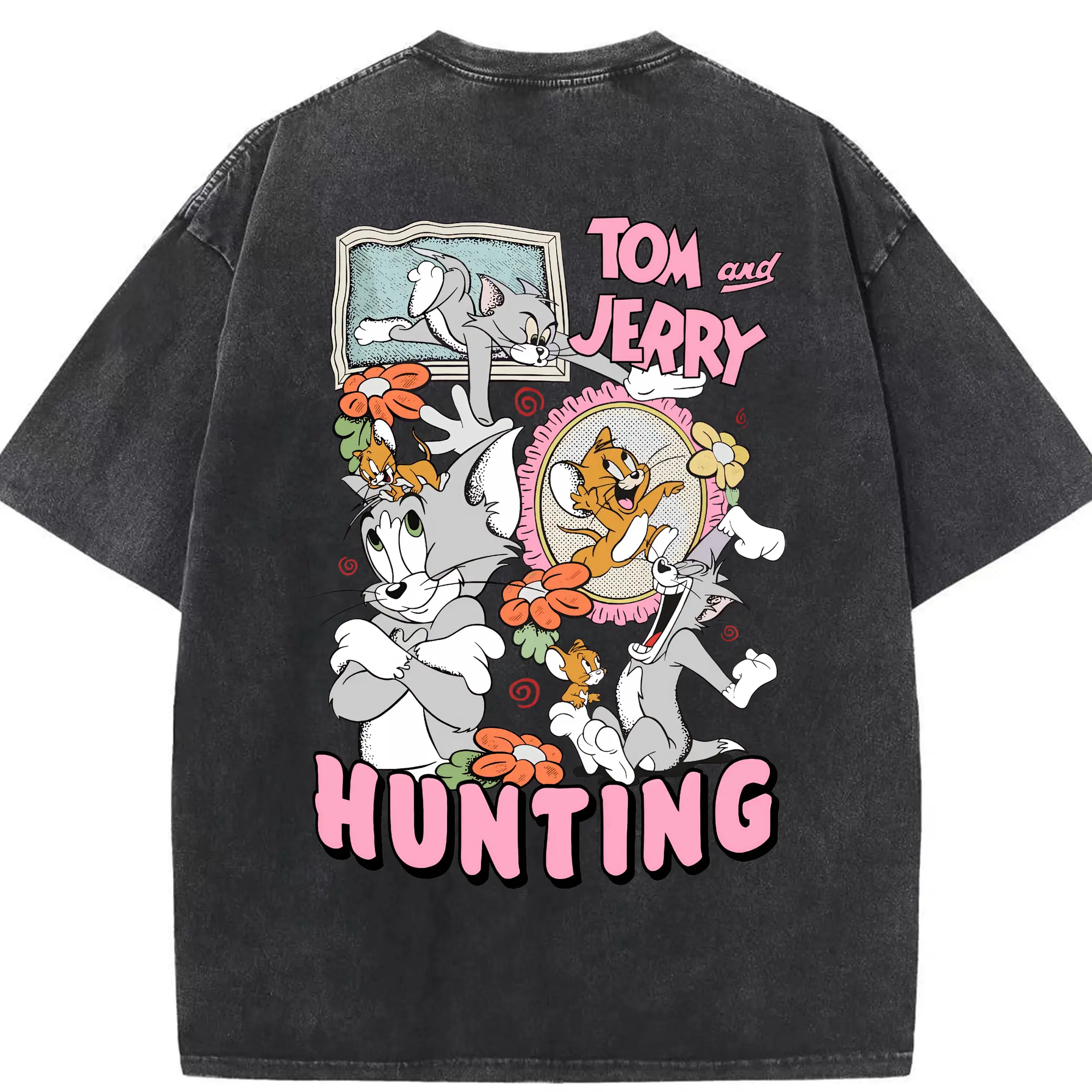 トムとジェリー グッズ ジェリー - 綿100％ ヴィンテージ風 半袖Tシャツ ・ 背面プリント ・ 柔らか肌触り ・ 通気性 快適 ・ スポーツ カジュアル 外出用