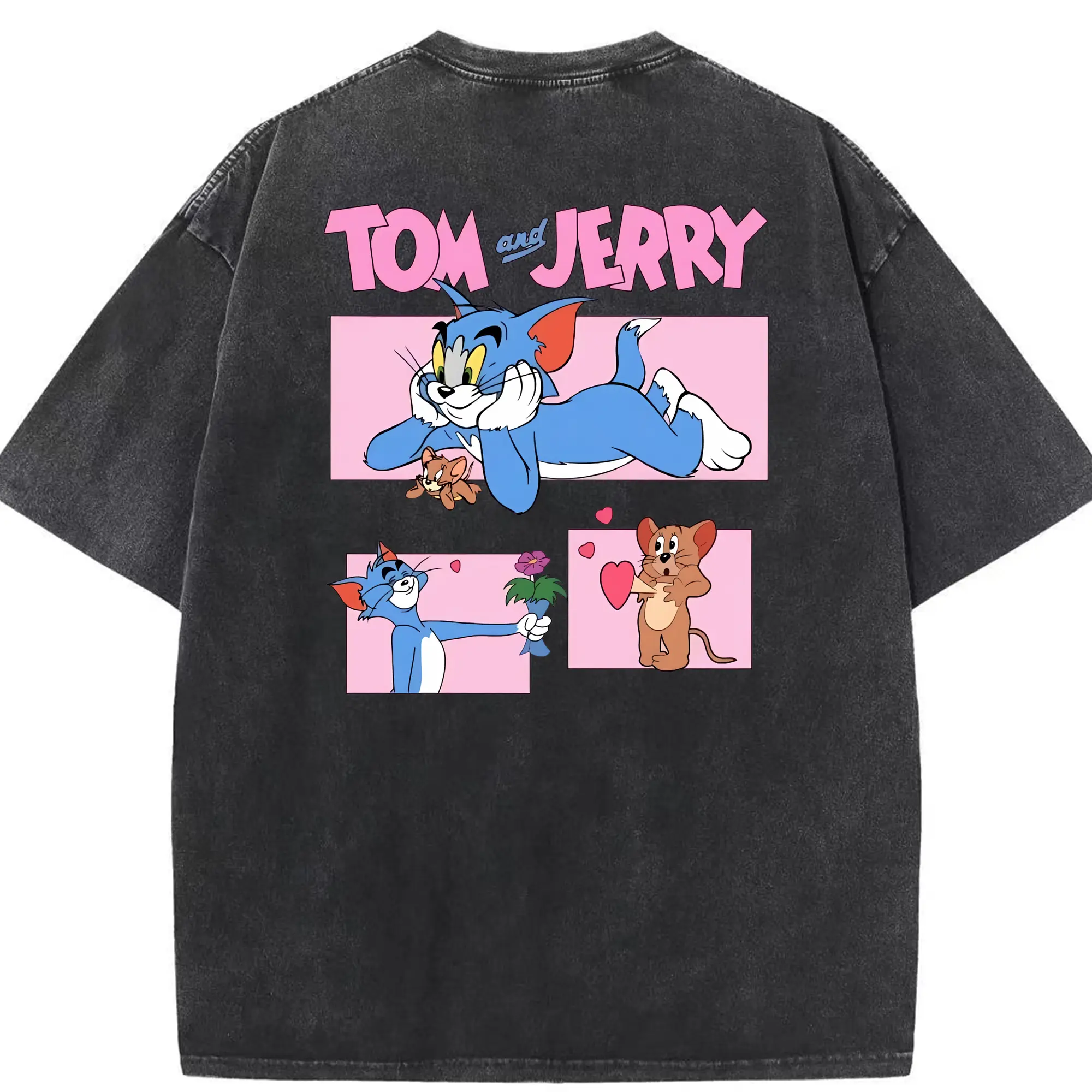 トムとジェリー グッズ ジェリー - 綿100％ ヴィンテージ風 半袖Tシャツ ・ 背面プリント ・ 柔らか肌触り ・ 通気性 快適 ・ スポーツ カジュアル 外出用