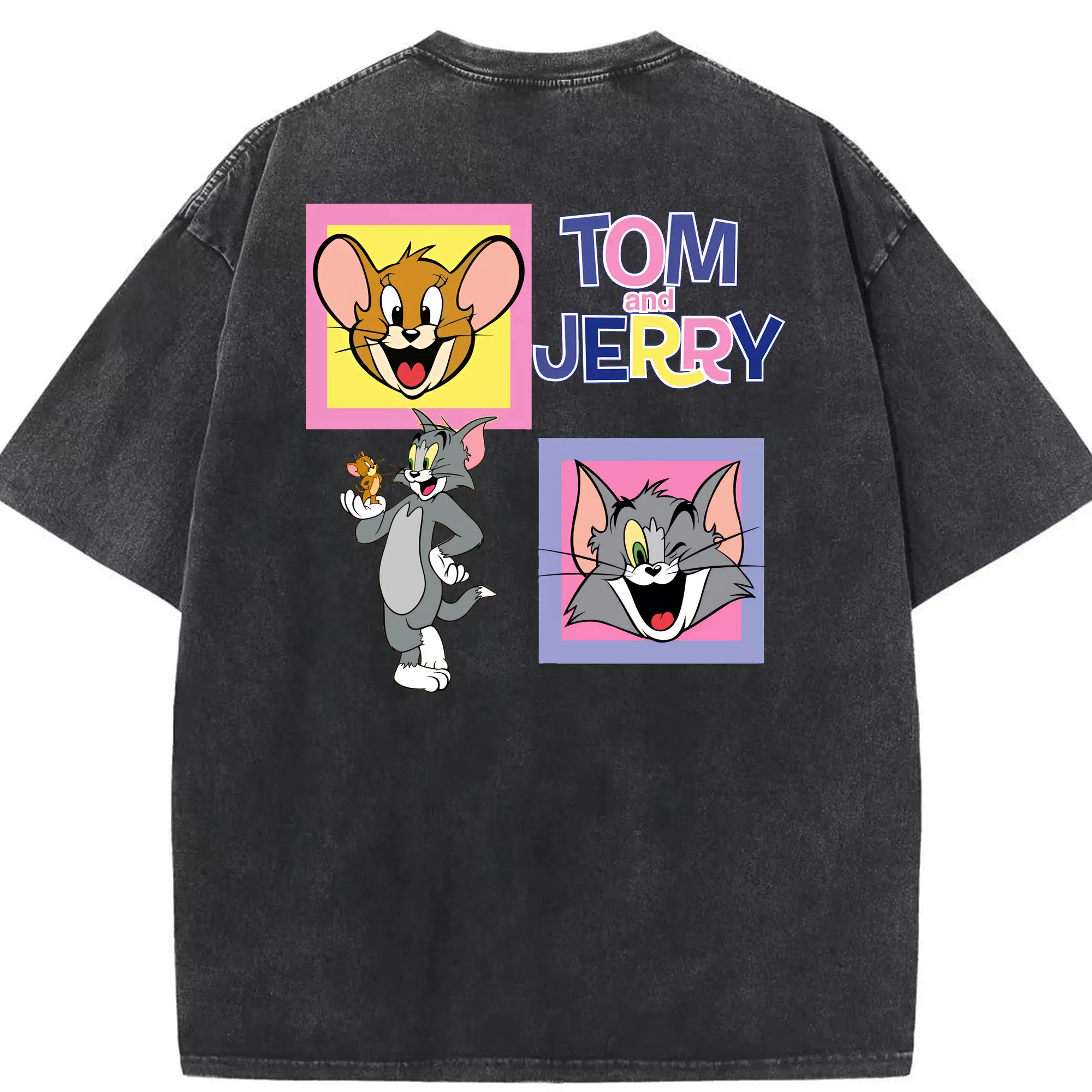 トムとジェリー グッズ ジェリー - 綿100％ ヴィンテージ風 半袖Tシャツ ・ 背面プリント ・ 柔らか肌触り ・ 通気性 快適 ・ スポーツ カジュアル 外出用