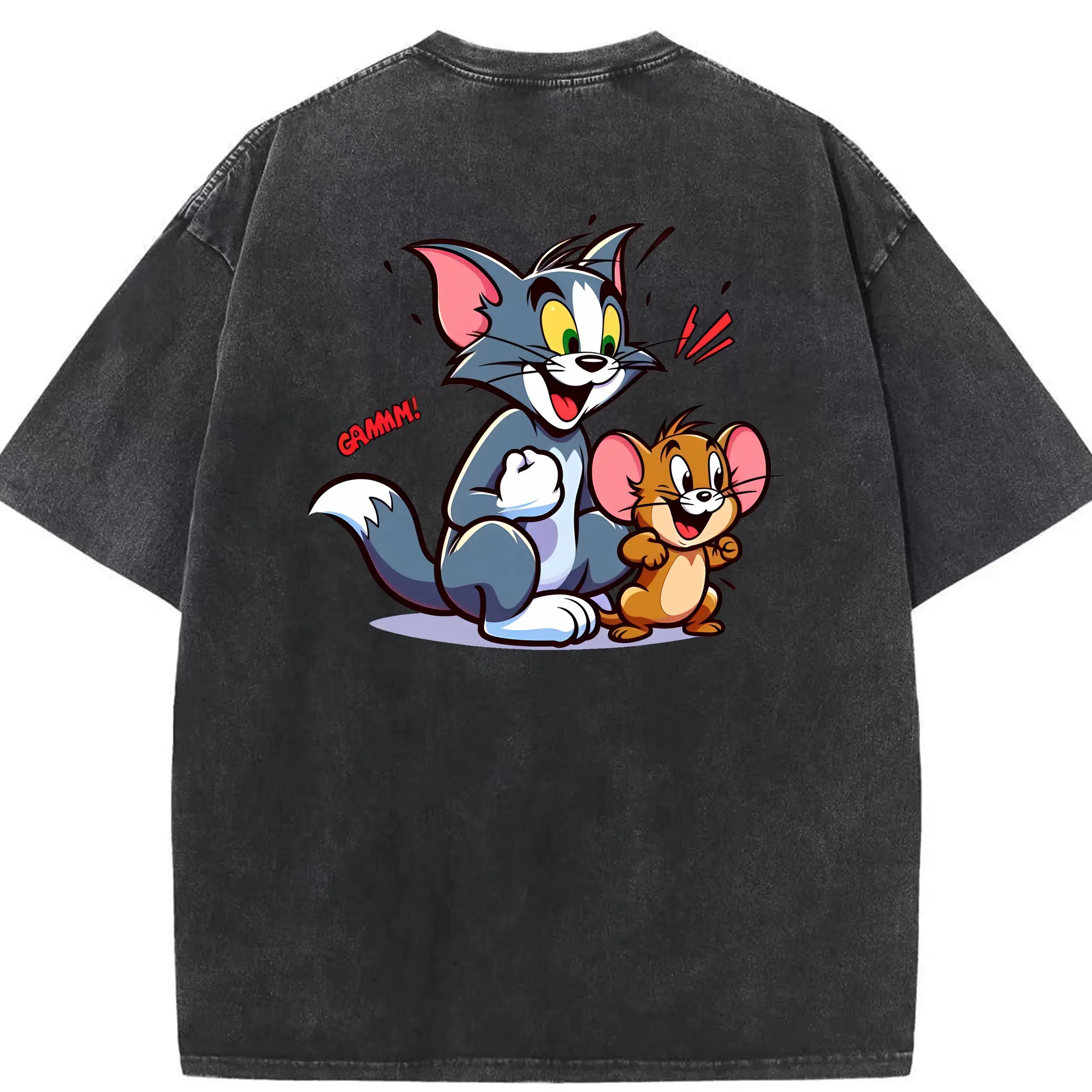 トムとジェリー グッズ ジェリー - 綿100％ ヴィンテージ風 半袖Tシャツ ・ 背面プリント ・ 柔らか肌触り ・ 通気性 快適 ・ スポーツ カジュアル 外出用