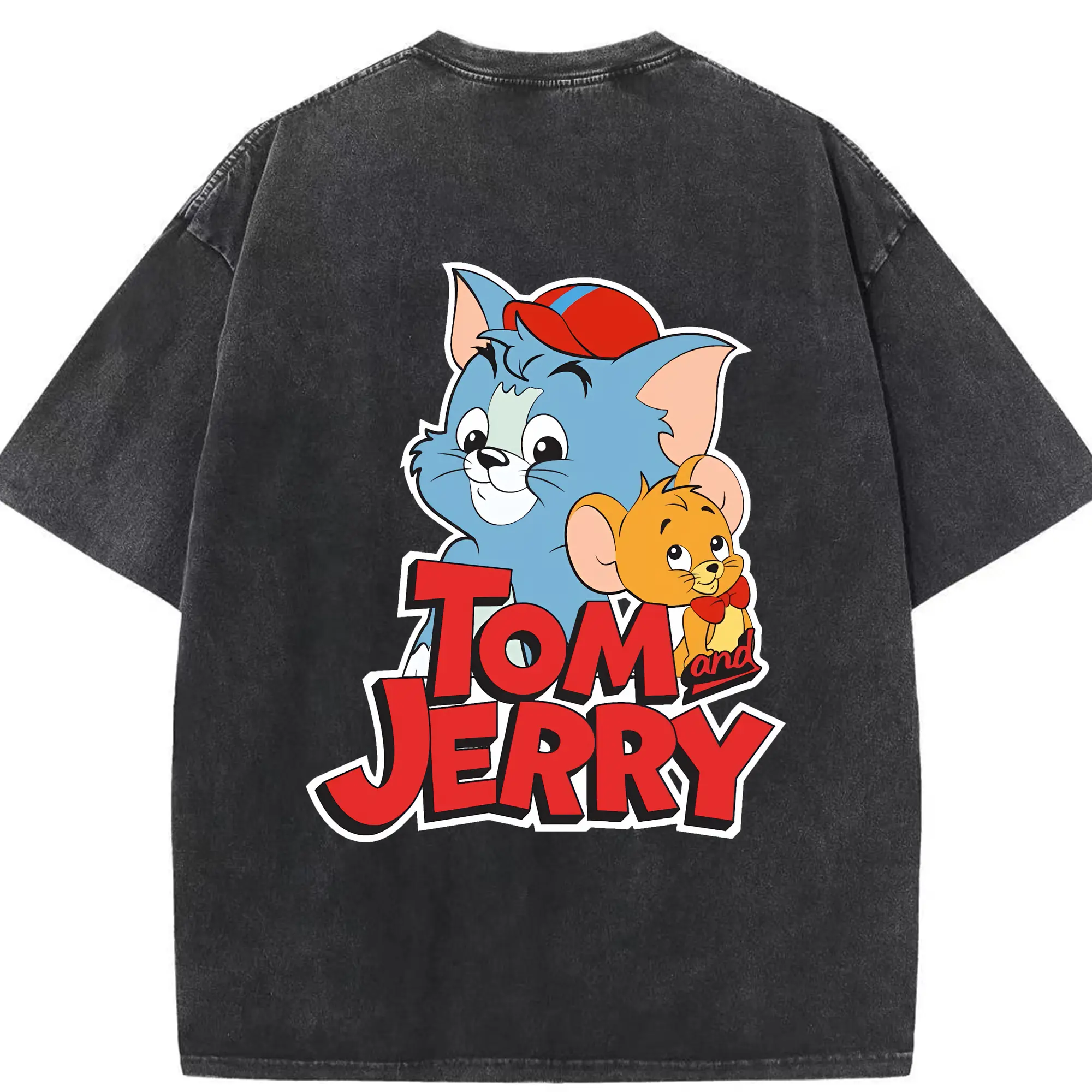 トムとジェリー グッズ ジェリー - 綿100％ ヴィンテージ風 半袖Tシャツ ・ 背面プリント ・ 柔らか肌触り ・ 通気性 快適 ・ スポーツ カジュアル 外出用