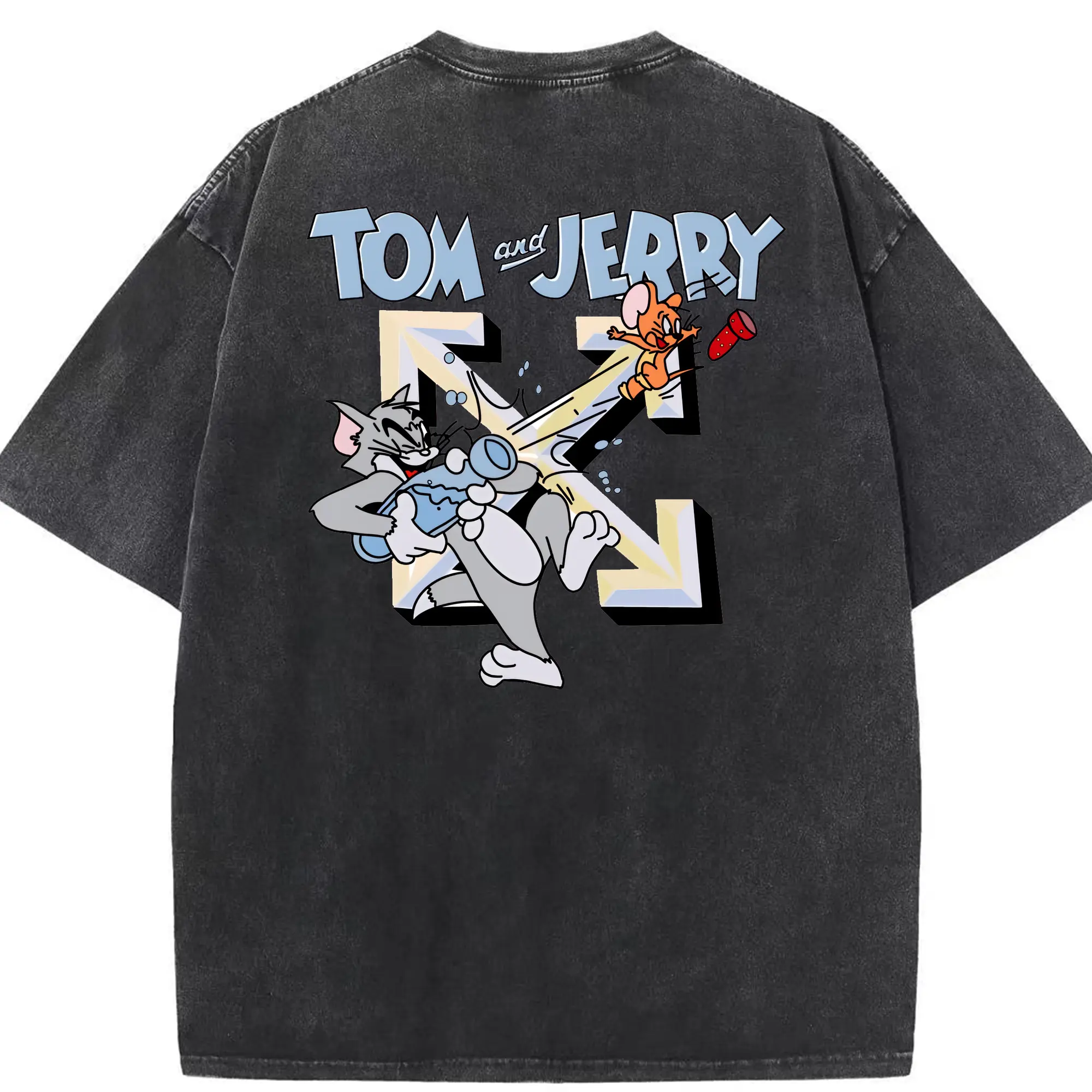 トムとジェリー グッズ ジェリー - 綿100％ ヴィンテージ風 半袖Tシャツ ・ 背面プリント ・ 柔らか肌触り ・ 通気性 快適 ・ スポーツ カジュアル 外出用