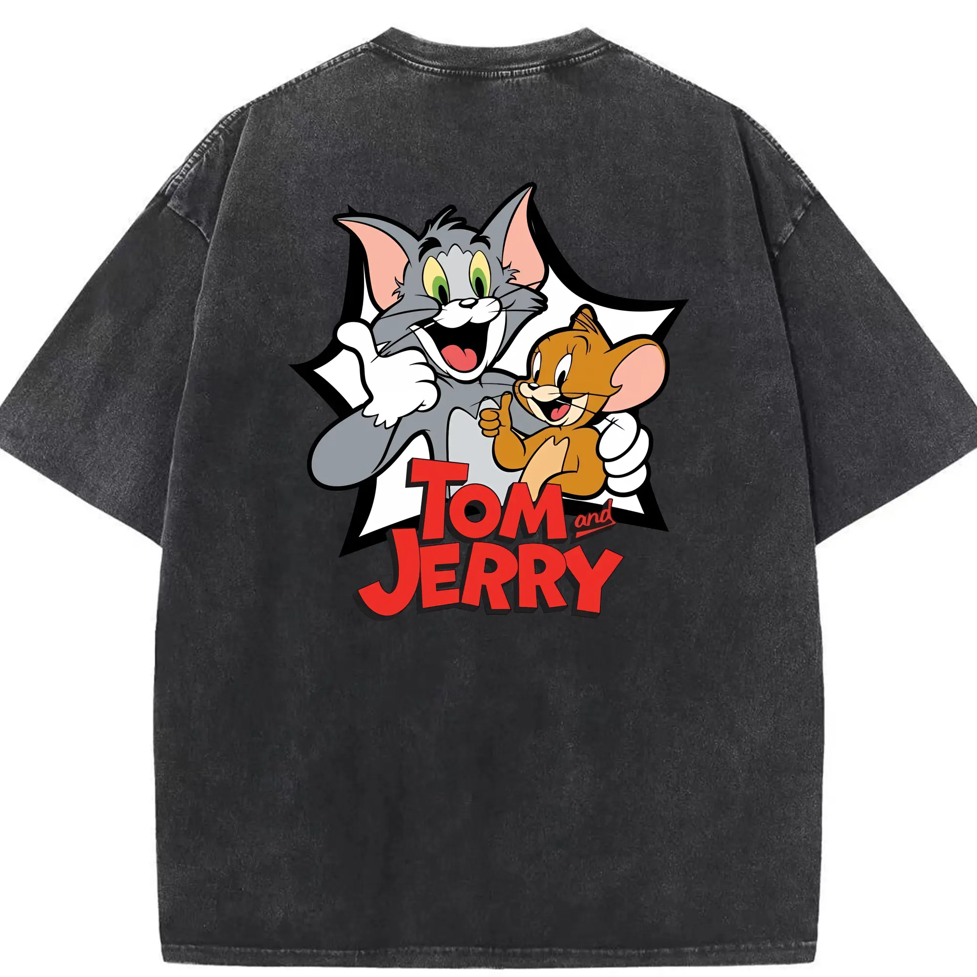 トムとジェリー グッズ ジェリー - 綿100％ ヴィンテージ風 半袖Tシャツ ・ 背面プリント ・ 柔らか肌触り ・ 通気性 快適 ・ スポーツ カジュアル 外出用