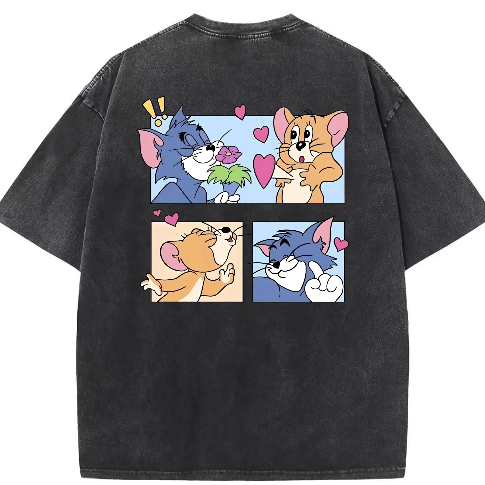 トムとジェリー グッズ ジェリー - 綿100％ ヴィンテージ風 半袖Tシャツ ・ 背面プリント ・ 柔らか肌触り ・ 通気性 快適 ・ スポーツ カジュアル 外出用