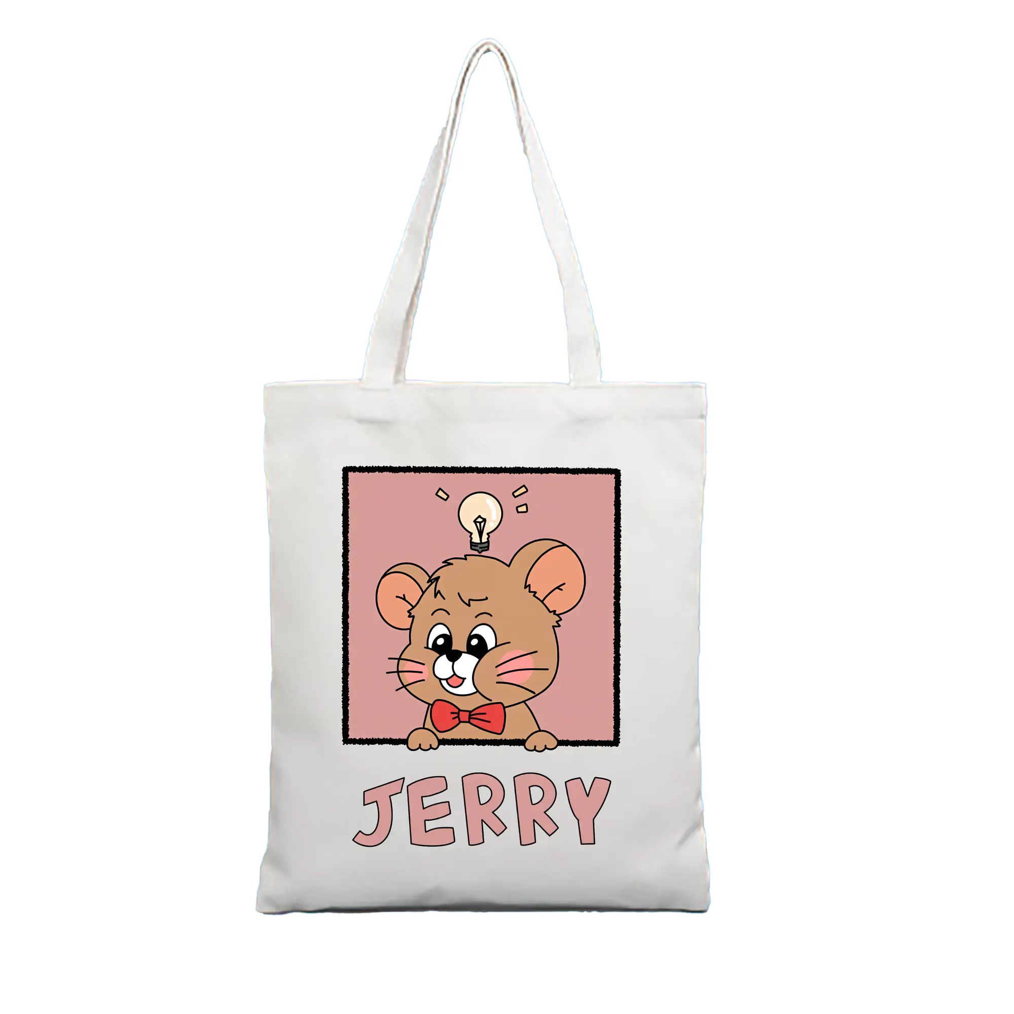 トムとジェリー グッズ ジェリー - 縦型キャンバス手提げバッグ（トートバッグ） ・ キャンバス素材 ・ ショッピング用 ・ 軽量 丈夫 お手入れ簡単