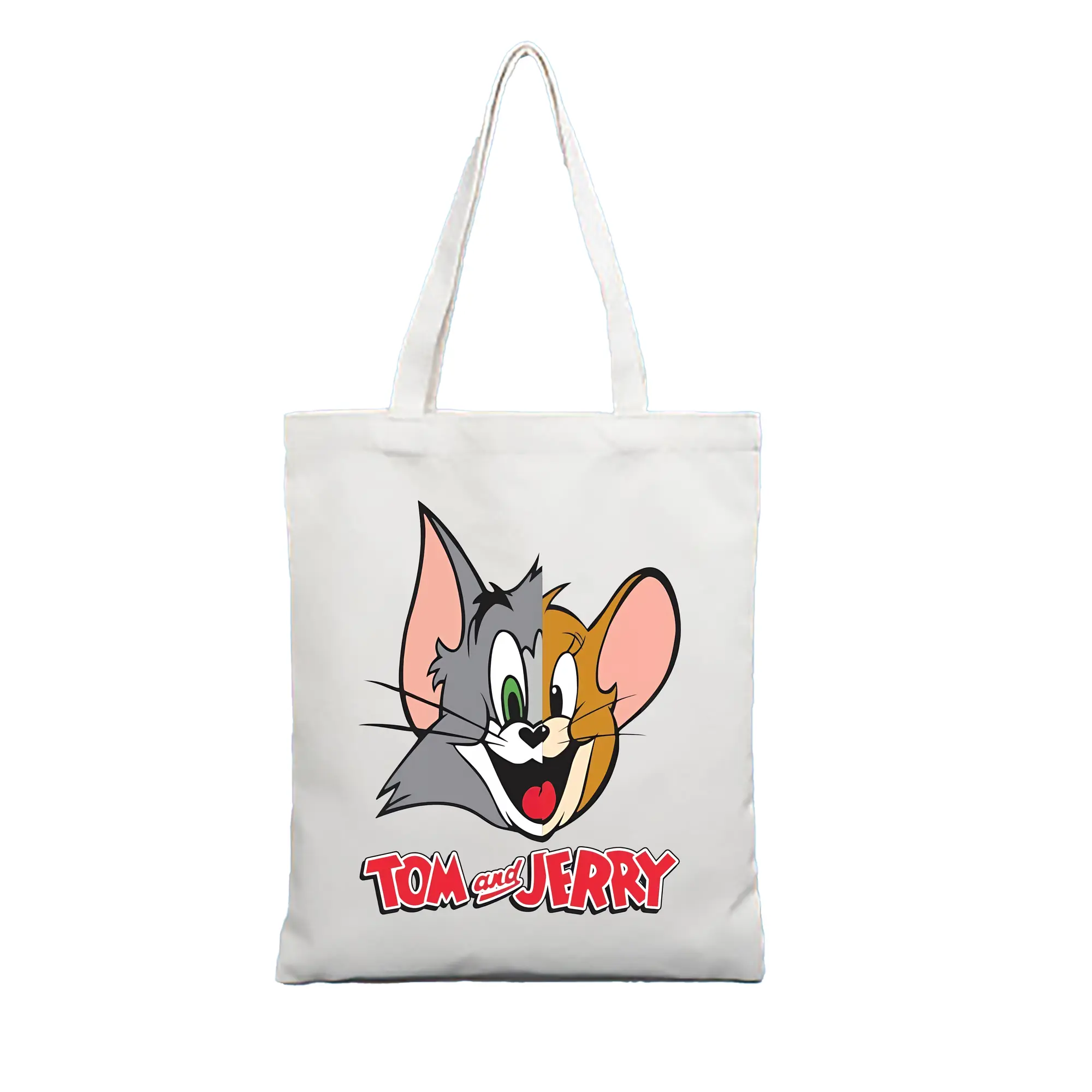 トムとジェリー グッズ ジェリー - 縦型キャンバス手提げバッグ（トートバッグ） ・ キャンバス素材 ・ ショッピング用 ・ 軽量 丈夫 お手入れ簡単