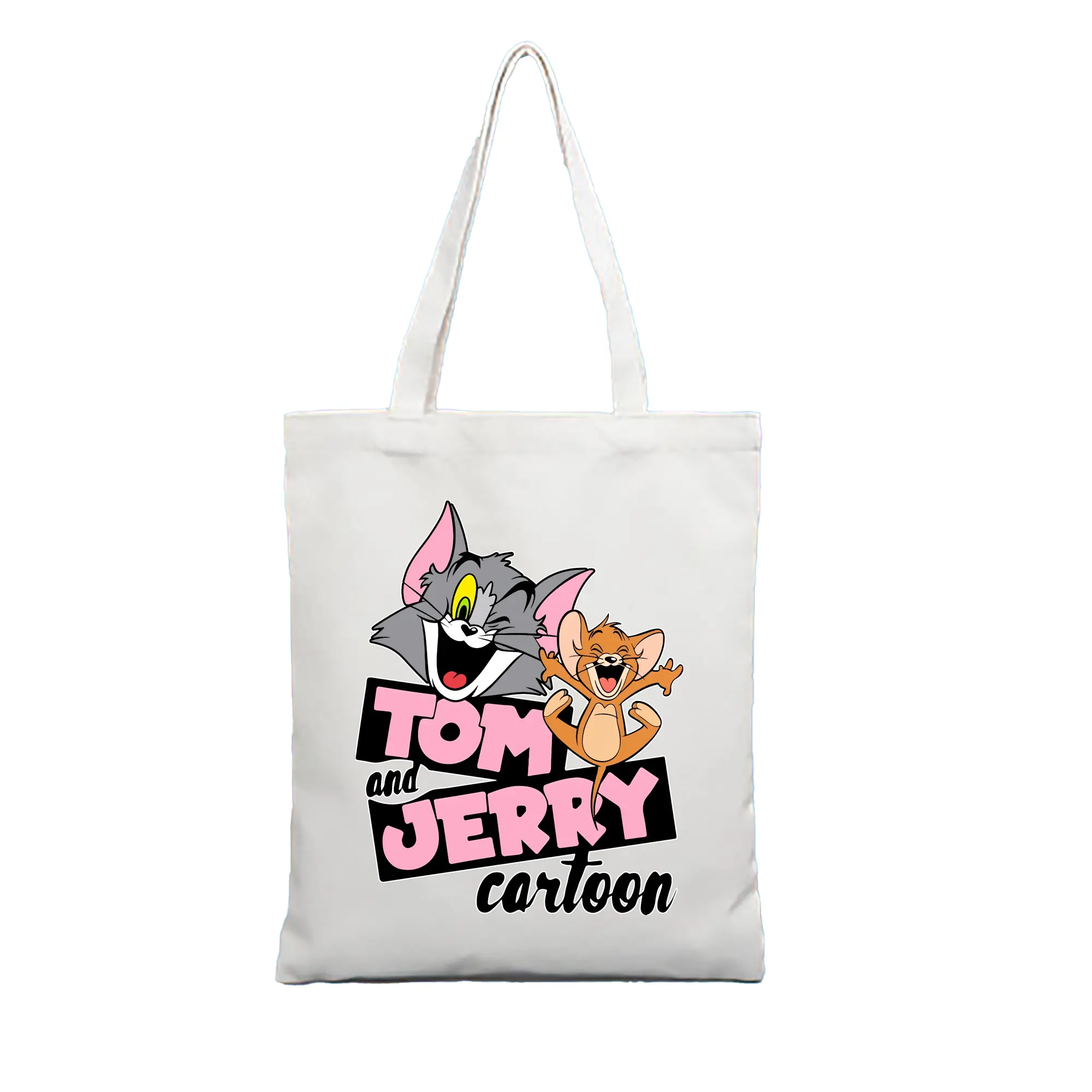 トムとジェリー グッズ ジェリー - 縦型キャンバス手提げバッグ（トートバッグ） ・ キャンバス素材 ・ ショッピング用 ・ 軽量 丈夫 お手入れ簡単