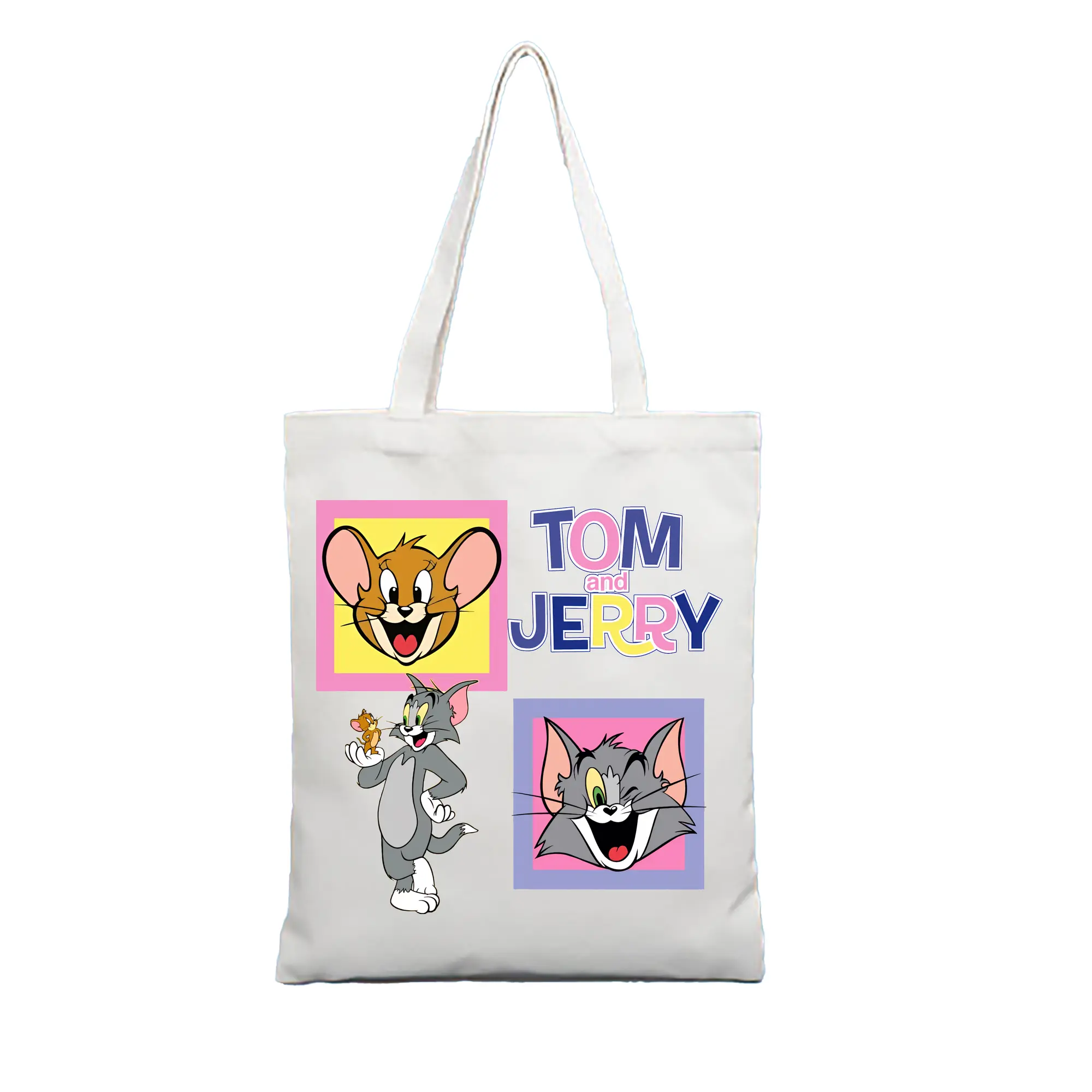 トムとジェリー グッズ ジェリー - 縦型キャンバス手提げバッグ（トートバッグ） ・ キャンバス素材 ・ ショッピング用 ・ 軽量 丈夫 お手入れ簡単