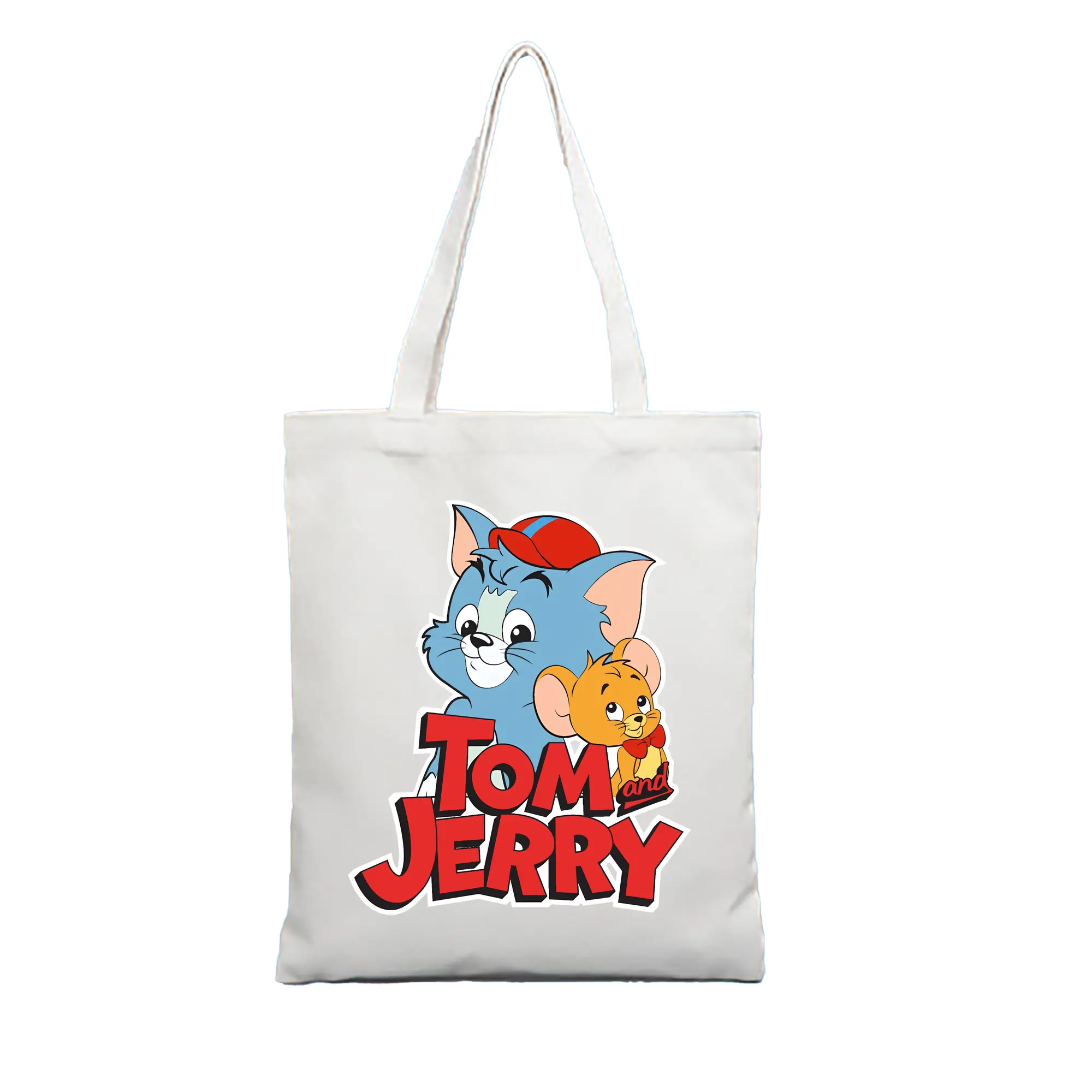 トムとジェリー グッズ ジェリー - 縦型キャンバス手提げバッグ（トートバッグ） ・ キャンバス素材 ・ ショッピング用 ・ 軽量 丈夫 お手入れ簡単