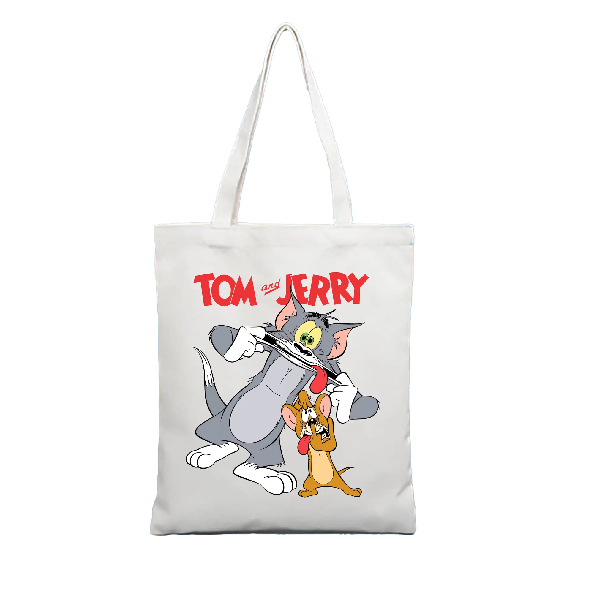 トムとジェリー グッズ ジェリー - 縦型キャンバス手提げバッグ（トートバッグ） ・ キャンバス素材 ・ ショッピング用 ・ 軽量 丈夫 お手入れ簡単