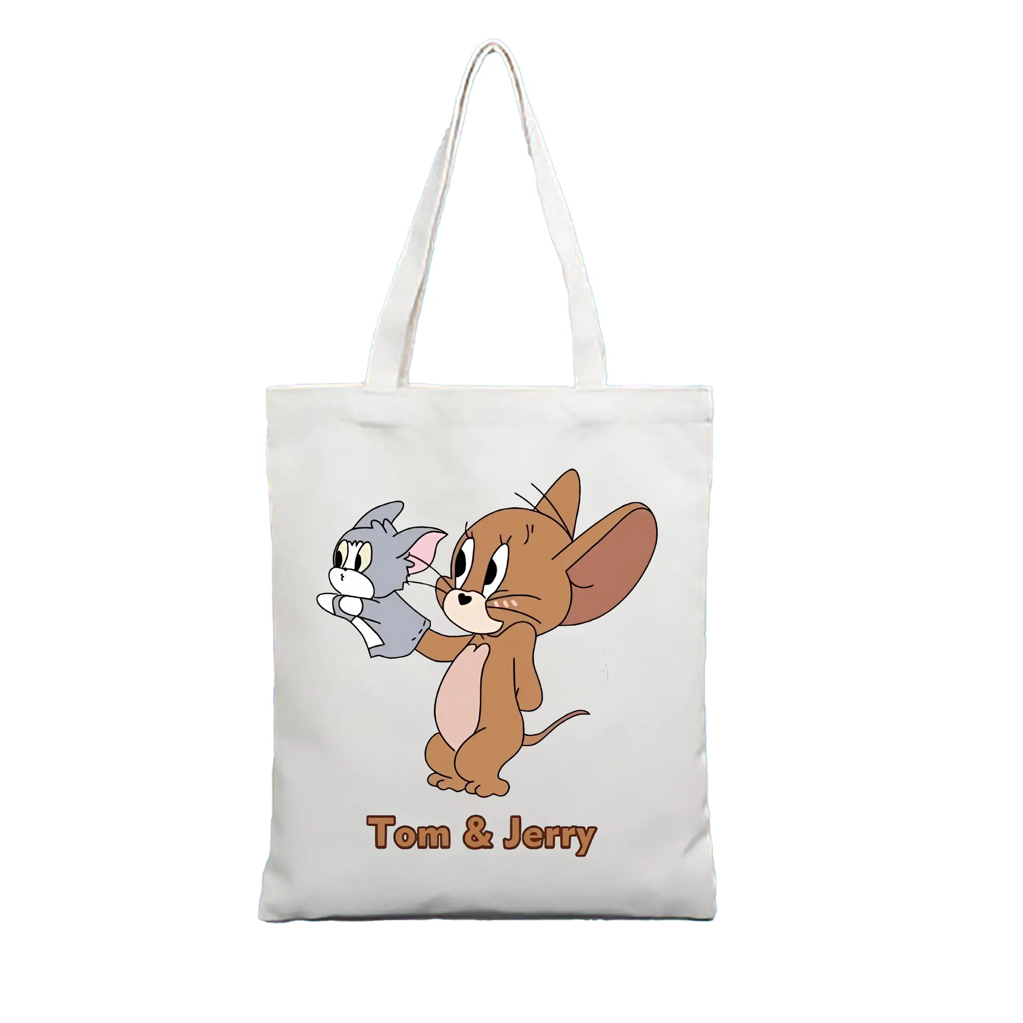 トムとジェリー グッズ ジェリー - 縦型キャンバス手提げバッグ（トートバッグ） ・ キャンバス素材 ・ ショッピング用 ・ 軽量 丈夫 お手入れ簡単