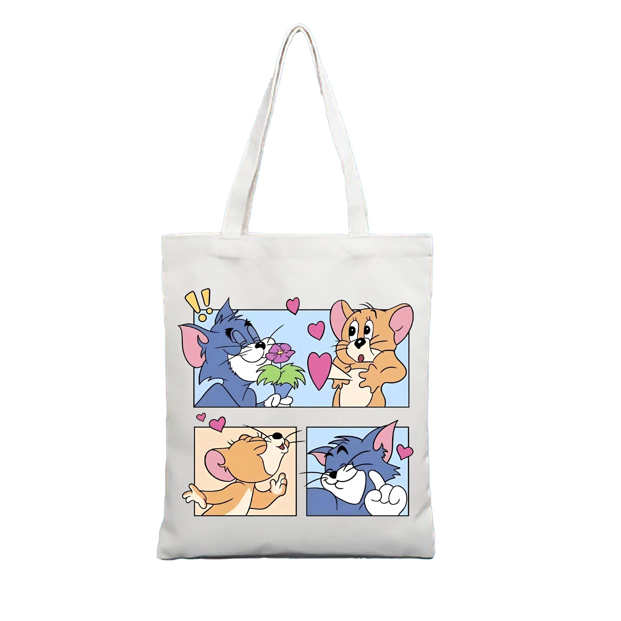 トムとジェリー グッズ ジェリー - 縦型キャンバス手提げバッグ（トートバッグ） ・ キャンバス素材 ・ ショッピング用 ・ 軽量 丈夫 お手入れ簡単