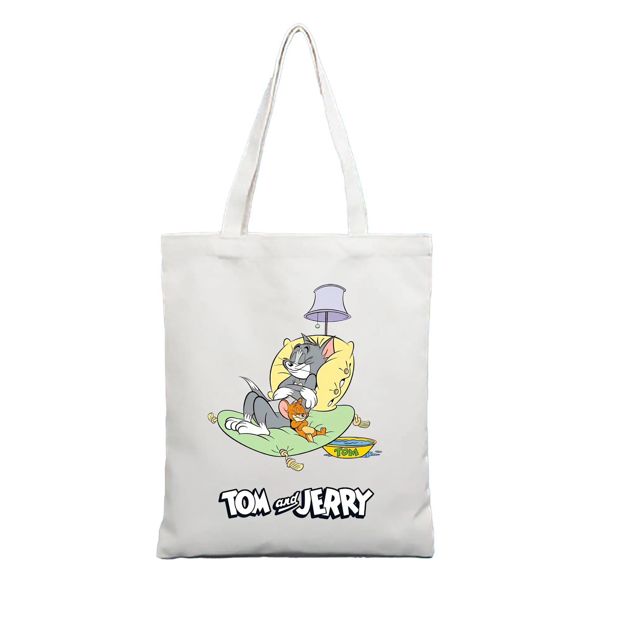 トムとジェリー グッズ ジェリー - 縦型キャンバス手提げバッグ（トートバッグ） ・ キャンバス素材 ・ ショッピング用 ・ 軽量 丈夫 お手入れ簡単