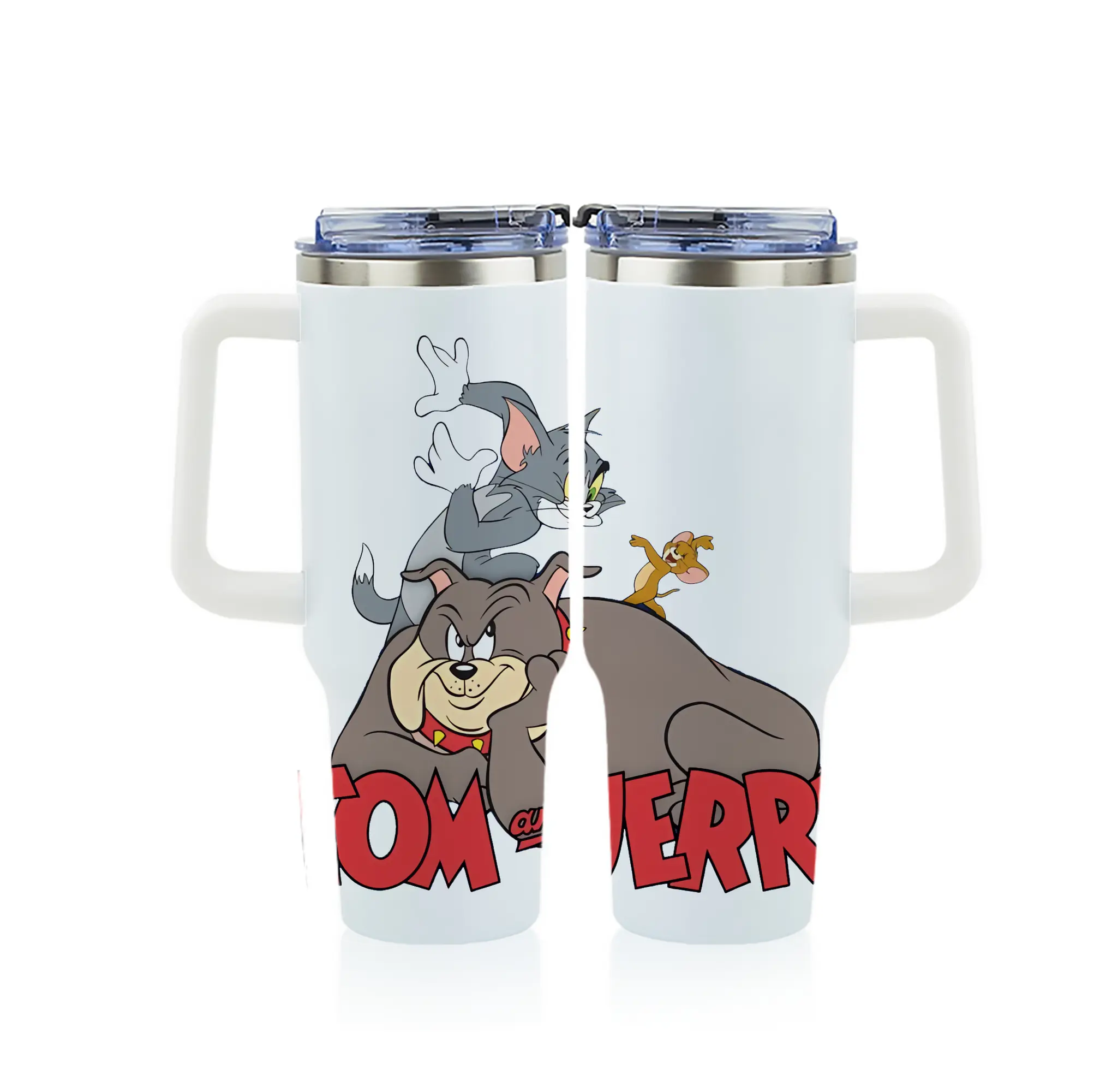 トムとジェリー グッズ スパイク - 1200mL フルプリント車用タンブラー ・ 304ステンレス 内側 ・ 201ステンレス 外側 ・ 保温 保冷 ・ 通勤 ドライブ アウトドア用