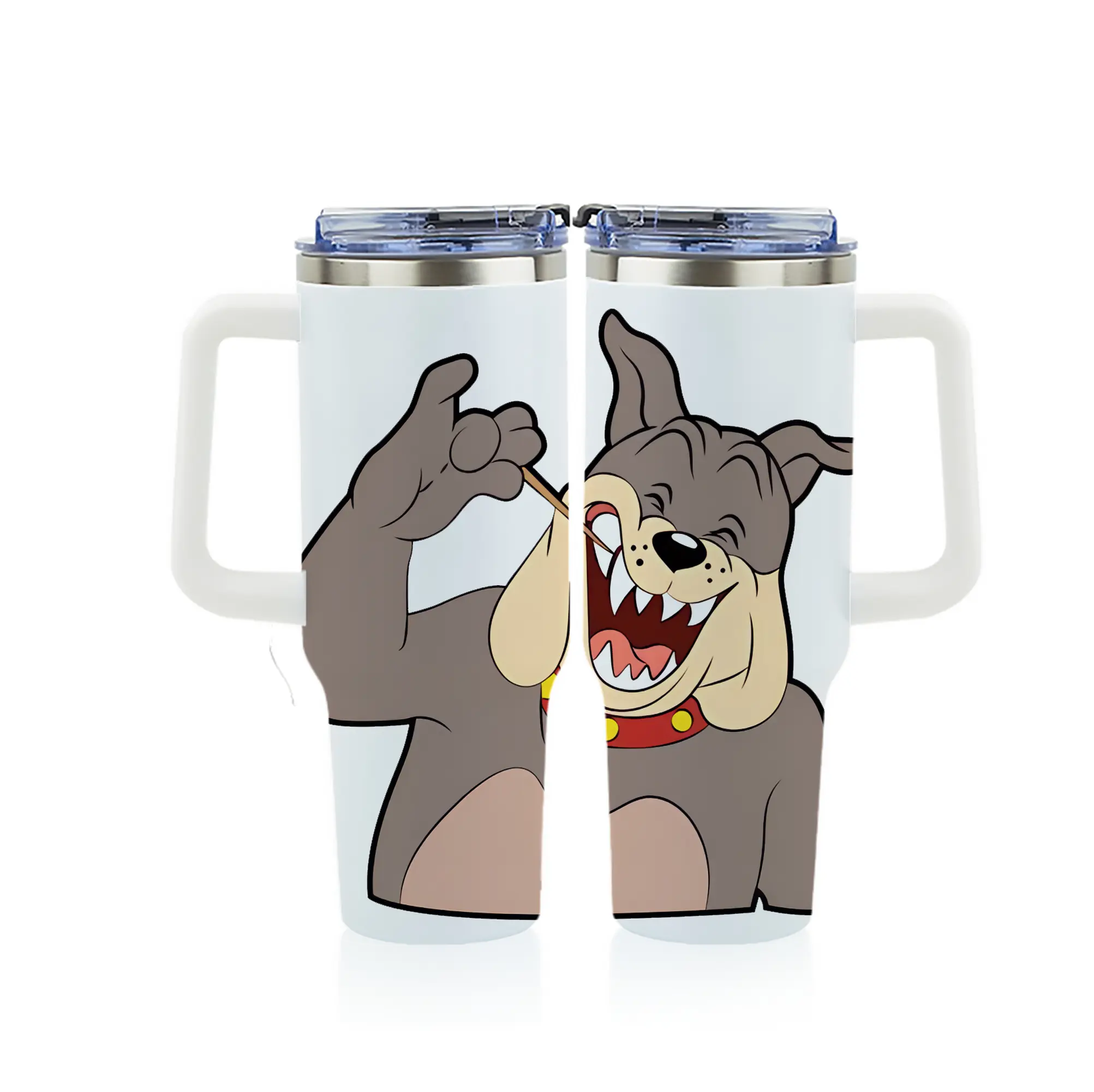 トムとジェリー グッズ スパイク - 1200mL フルプリント車用タンブラー ・ 304ステンレス 内側 ・ 201ステンレス 外側 ・ 保温 保冷 ・ 通勤 ドライブ アウトドア用