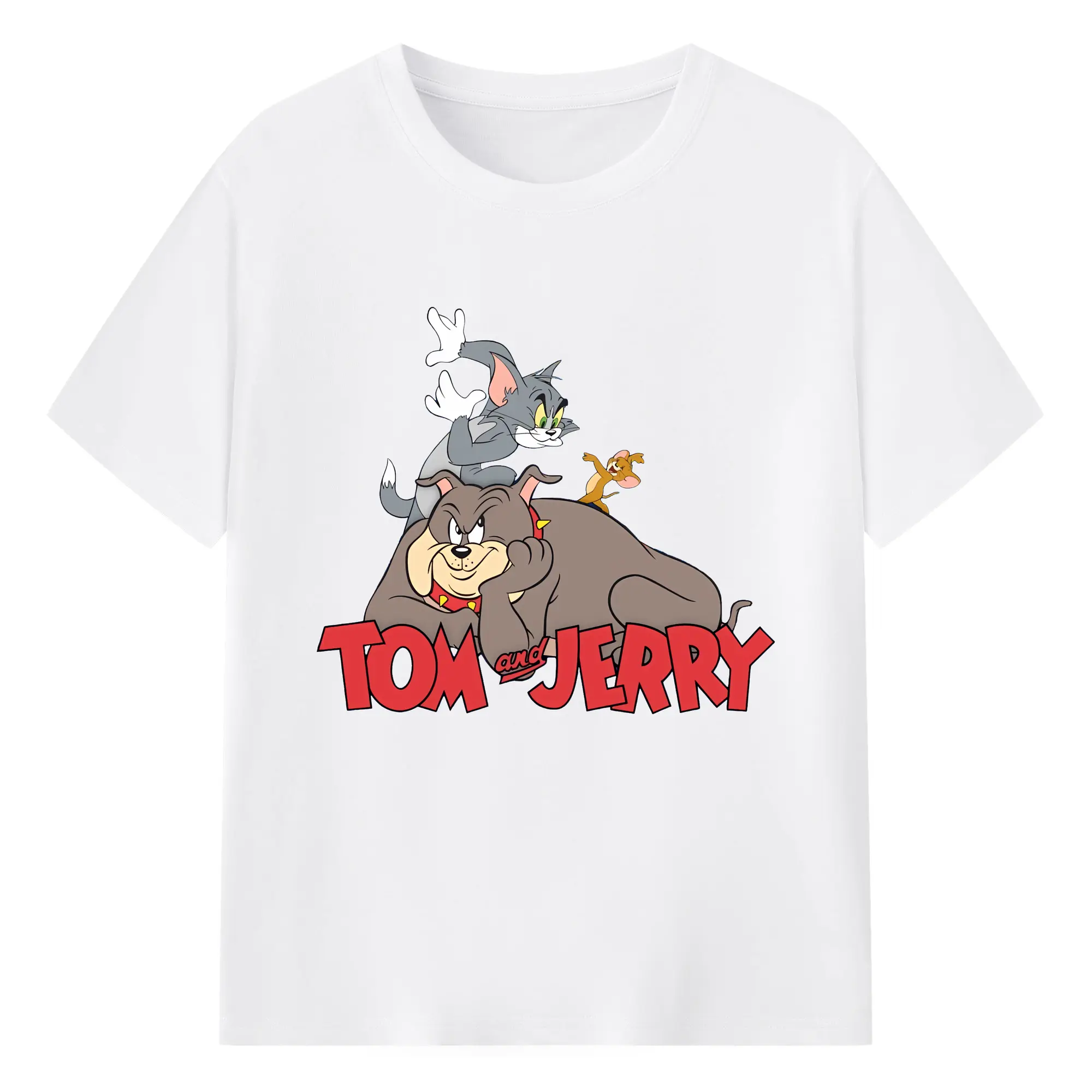 トムとジェリー グッズ スパイク - 綿100％ 半袖Tシャツ ・ フロントプリント ・ 快適 通気性 ・ 日常使い 散歩 スポーツ用