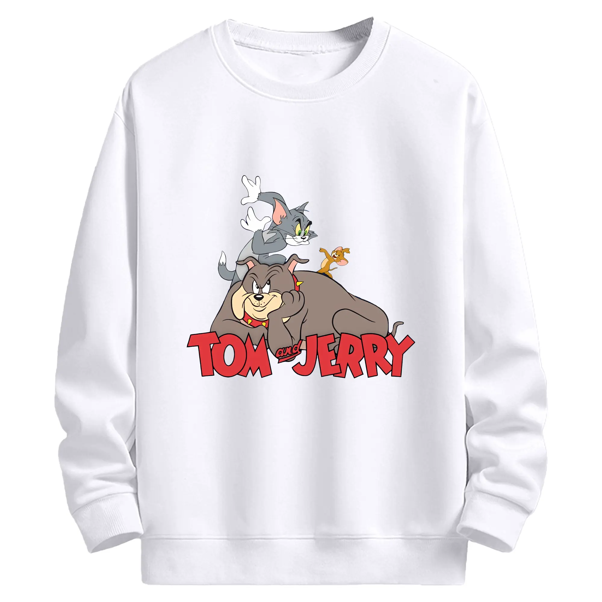 トムとジェリー グッズ スパイク - 高品質 クルーネック スウェット ・ コットン59％ ポリエステル41％ ・ ユニセックス 長袖 トレーナー ・ カジュアル デイリー スポーツ 散歩用