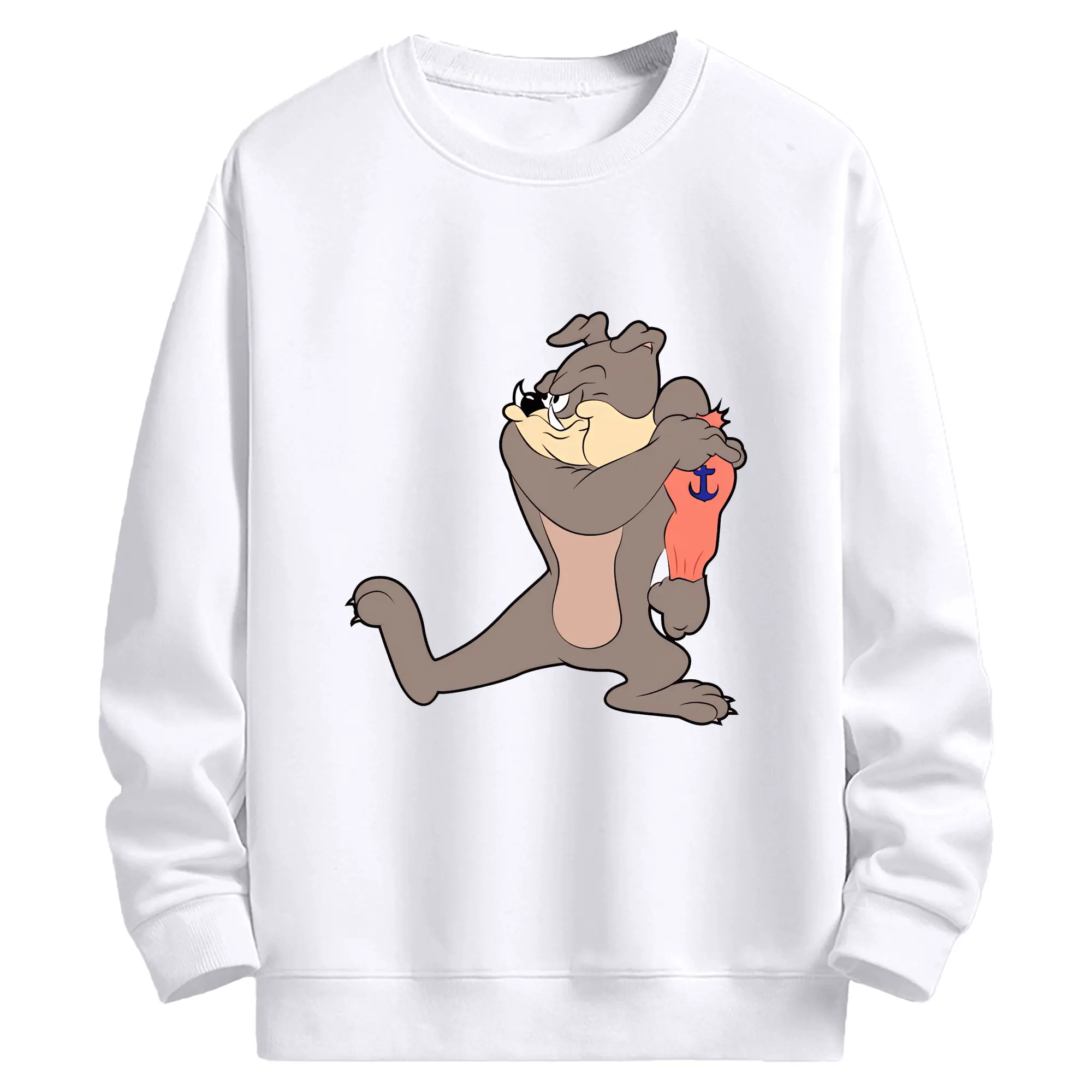 トムとジェリー グッズ スパイク - 高品質 クルーネック スウェット ・ コットン59％ ポリエステル41％ ・ ユニセックス 長袖 トレーナー ・ カジュアル デイリー スポーツ 散歩用