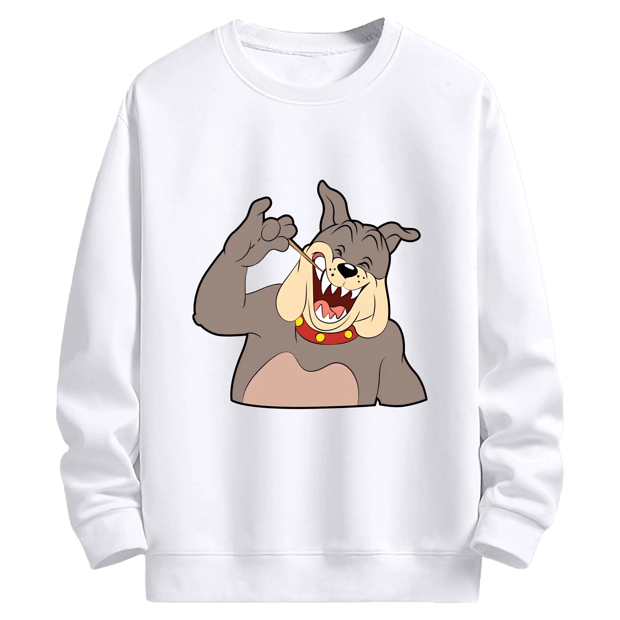 トムとジェリー グッズ スパイク - 高品質 クルーネック スウェット ・ コットン59％ ポリエステル41％ ・ ユニセックス 長袖 トレーナー ・ カジュアル デイリー スポーツ 散歩用