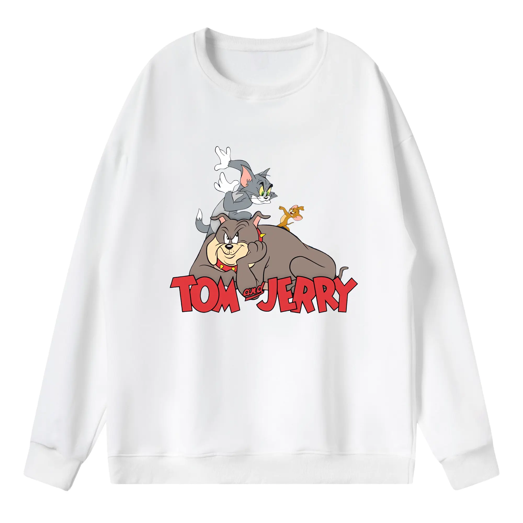 トムとジェリー グッズ スパイク - 薄手 クルーネック スウェット 裏毛260g · ポリエステル 春秋向け カジュアル 男女兼用 · トレーナー デイリー スポーツ 散歩に最適