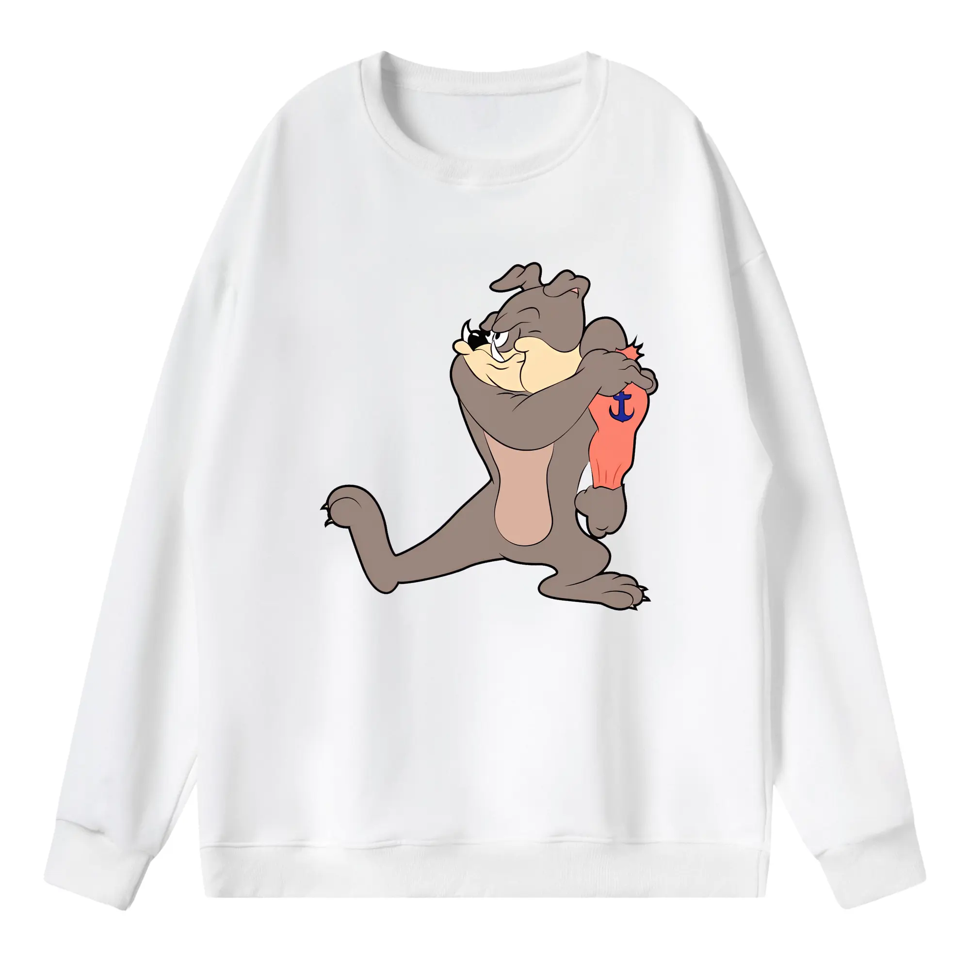 トムとジェリー グッズ スパイク - 薄手 クルーネック スウェット 裏毛260g · ポリエステル 春秋向け カジュアル 男女兼用 · トレーナー デイリー スポーツ 散歩に最適