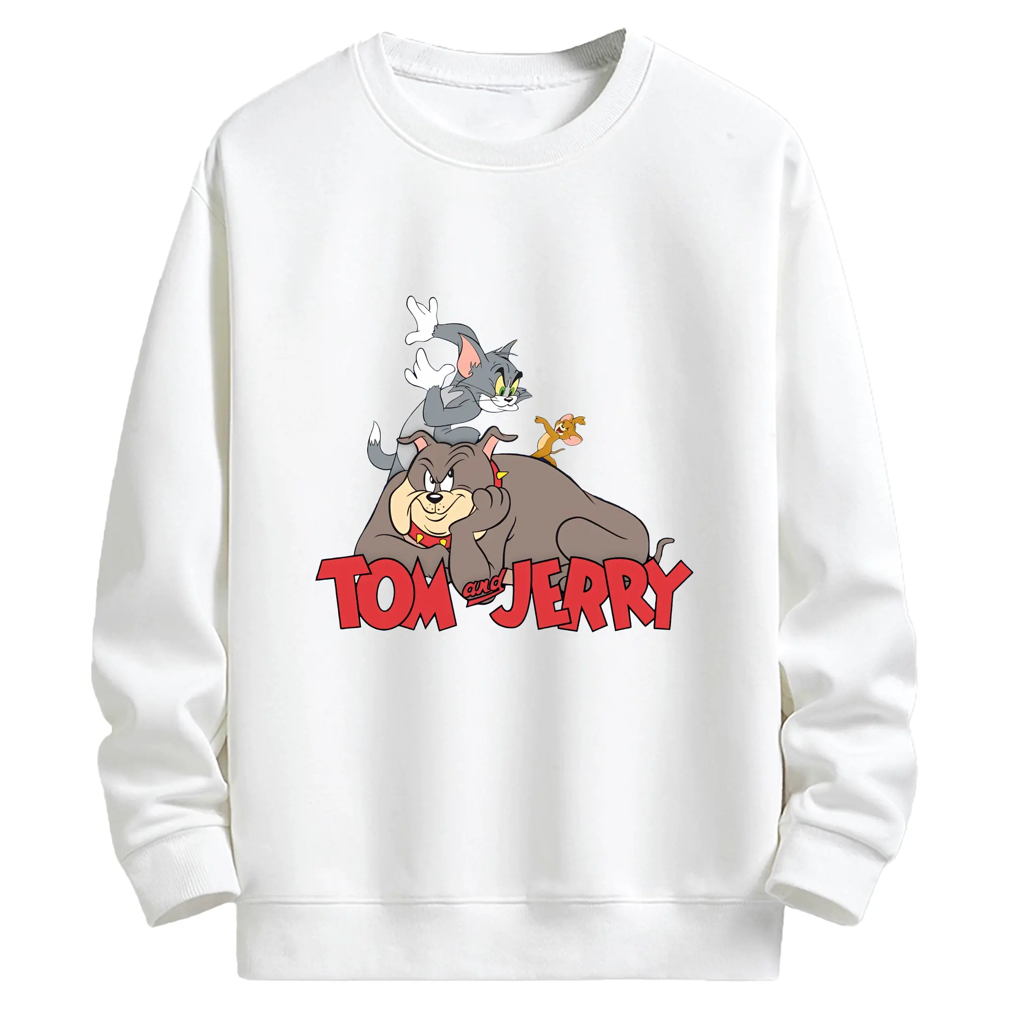 トムとジェリー グッズ スパイク - キッズ クルーネックスウェットシャツ ・ フロントプリント ・ 綿80％ ポリエステル20％ ・ 快適 通学 スポーツ 日常使い お散歩用