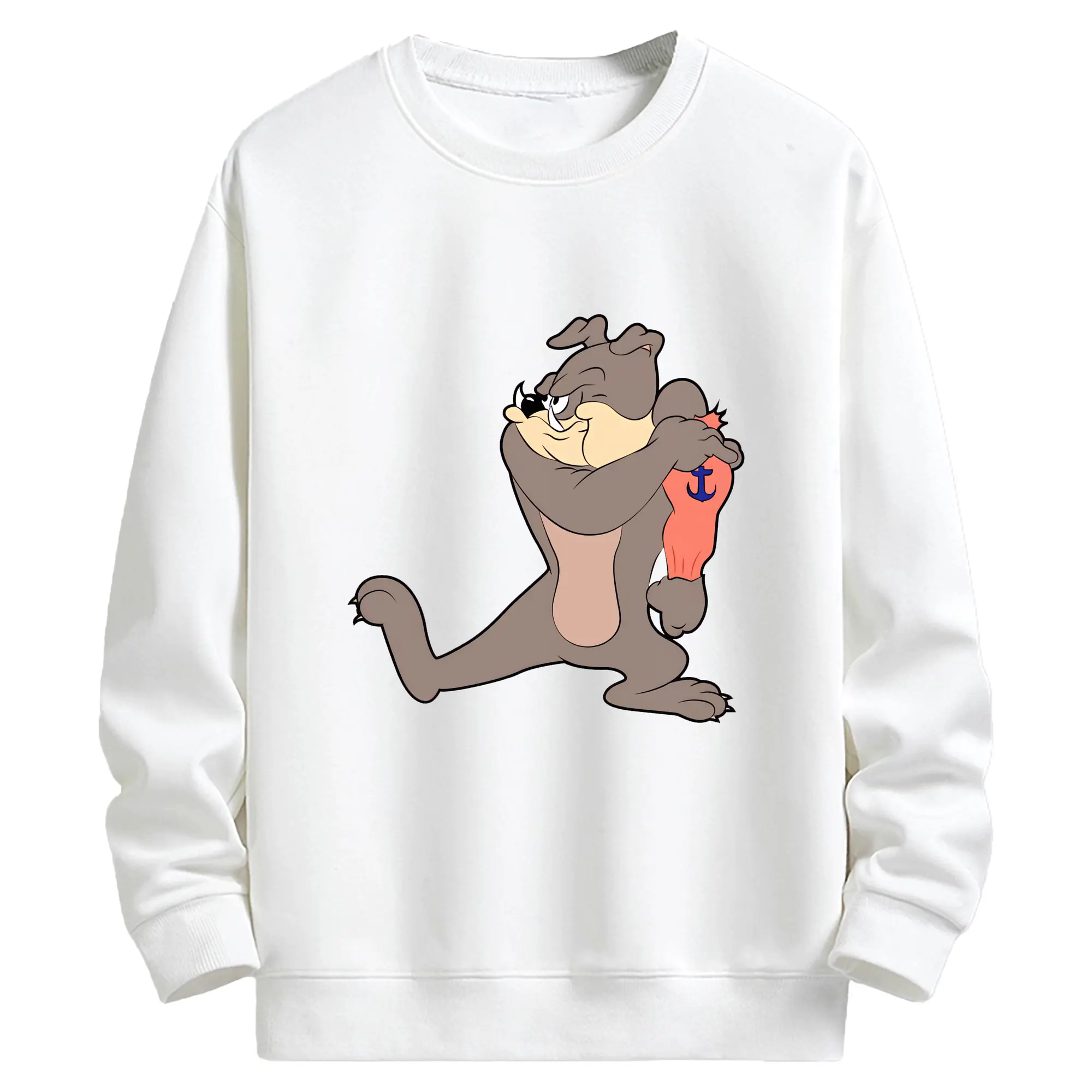 トムとジェリー グッズ スパイク - キッズ クルーネックスウェットシャツ ・ フロントプリント ・ 綿80％ ポリエステル20％ ・ 快適 通学 スポーツ 日常使い お散歩用