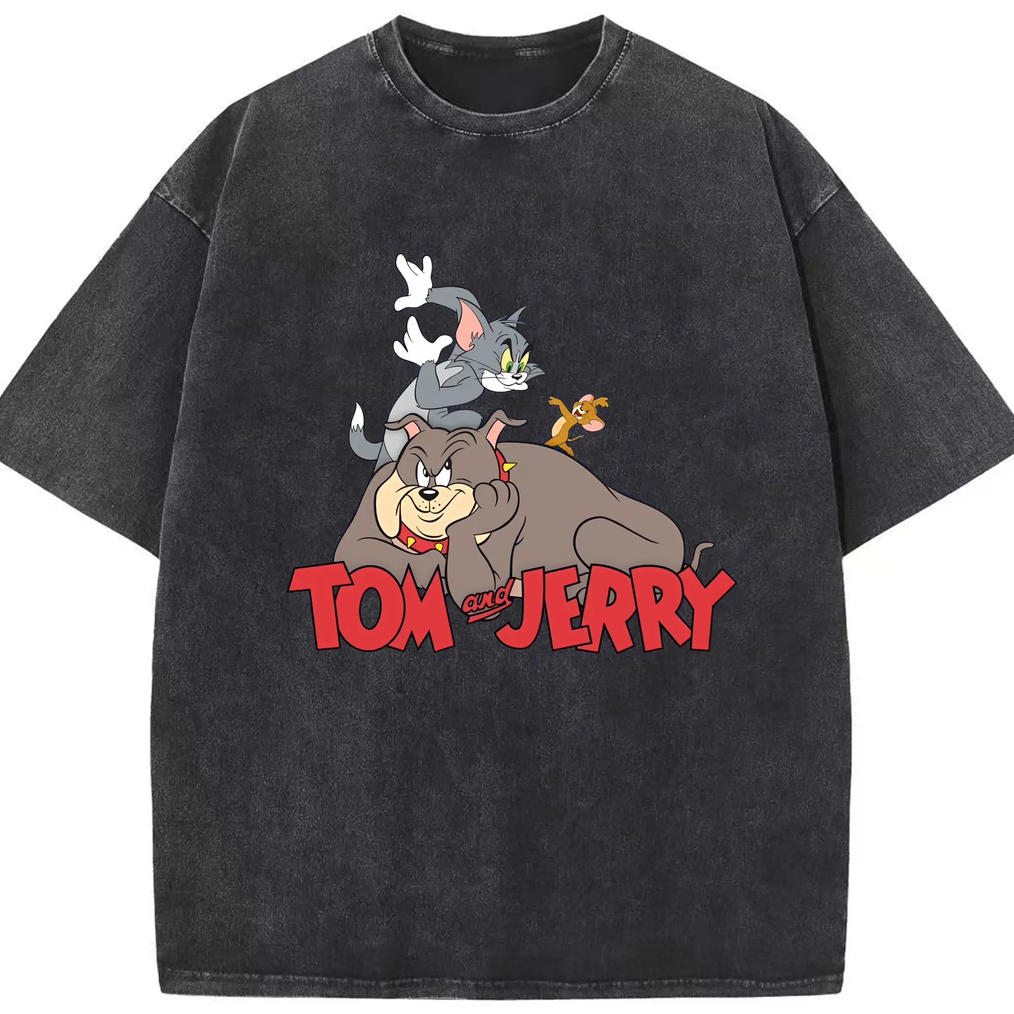 トムとジェリー グッズ スパイク - 綿100％ ヴィンテージ風 半袖Tシャツ ・ フロントプリント ・ 柔らか肌触り ・ 通気性 快適 ・ スポーツ カジュアル 外出用