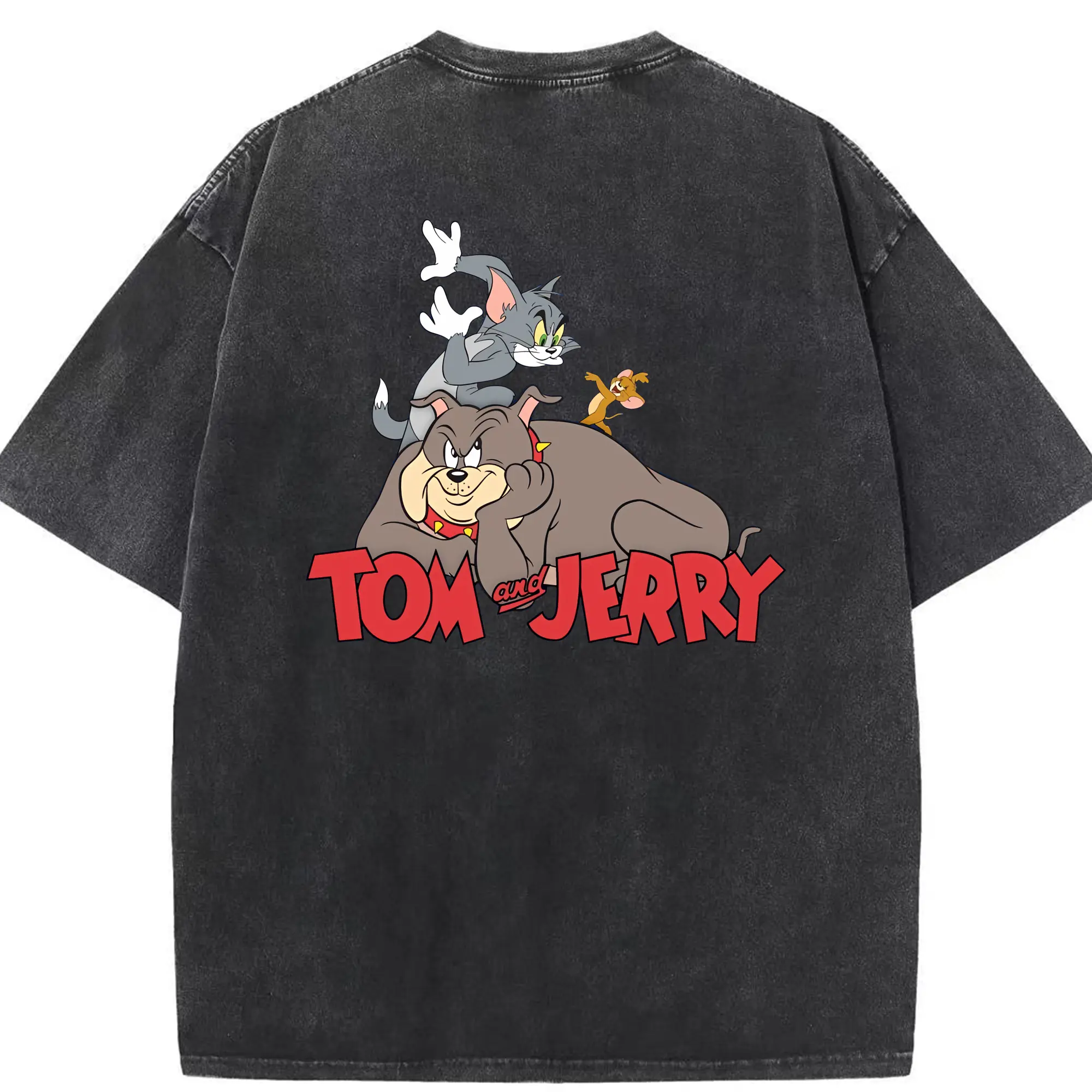 トムとジェリー グッズ スパイク - 綿100％ ヴィンテージ風 半袖Tシャツ ・ 背面プリント ・ 柔らか肌触り ・ 通気性 快適 ・ スポーツ カジュアル 外出用