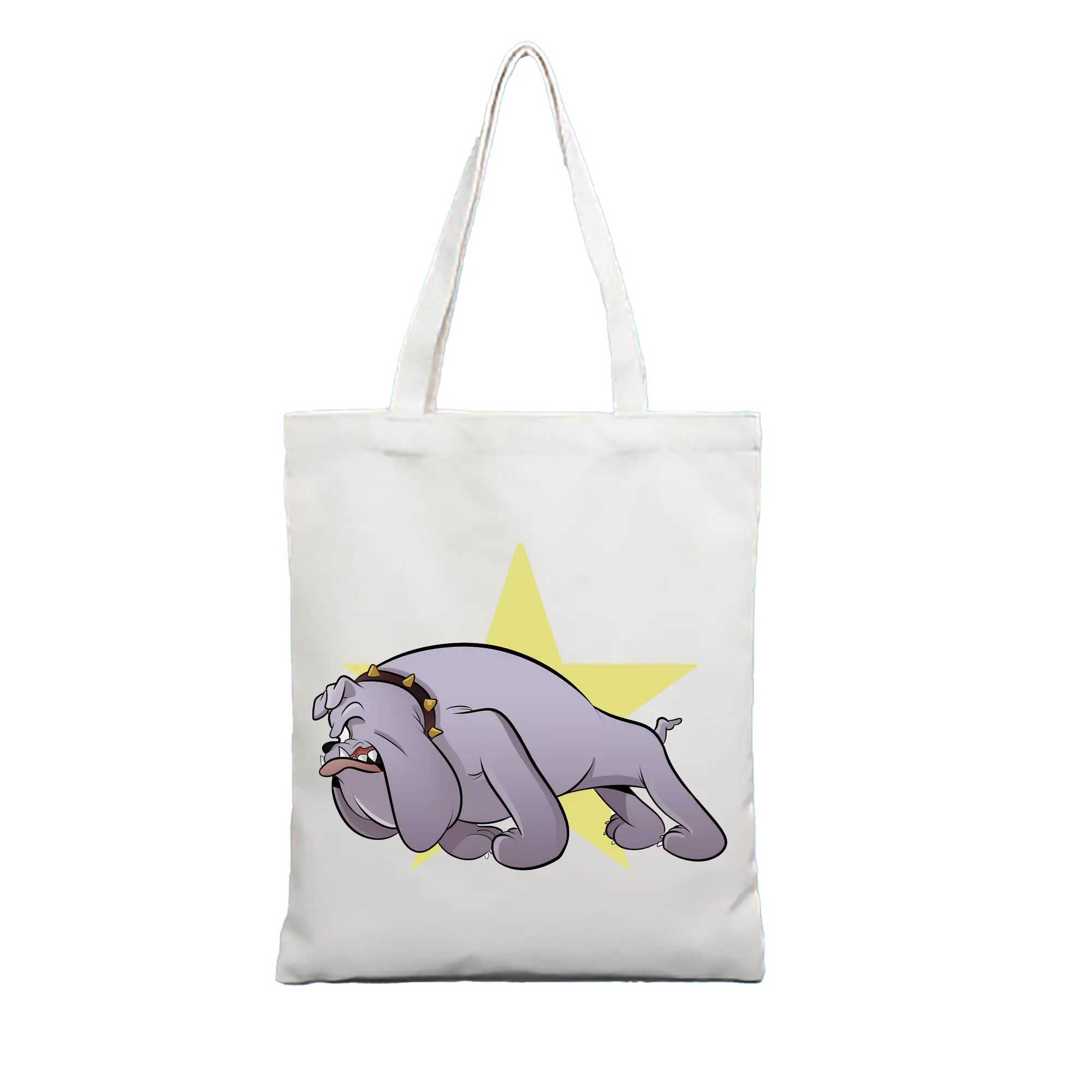 トムとジェリー グッズ スパイク - 縦型キャンバス手提げバッグ（トートバッグ） ・ キャンバス素材 ・ ショッピング用 ・ 軽量 丈夫 お手入れ簡単