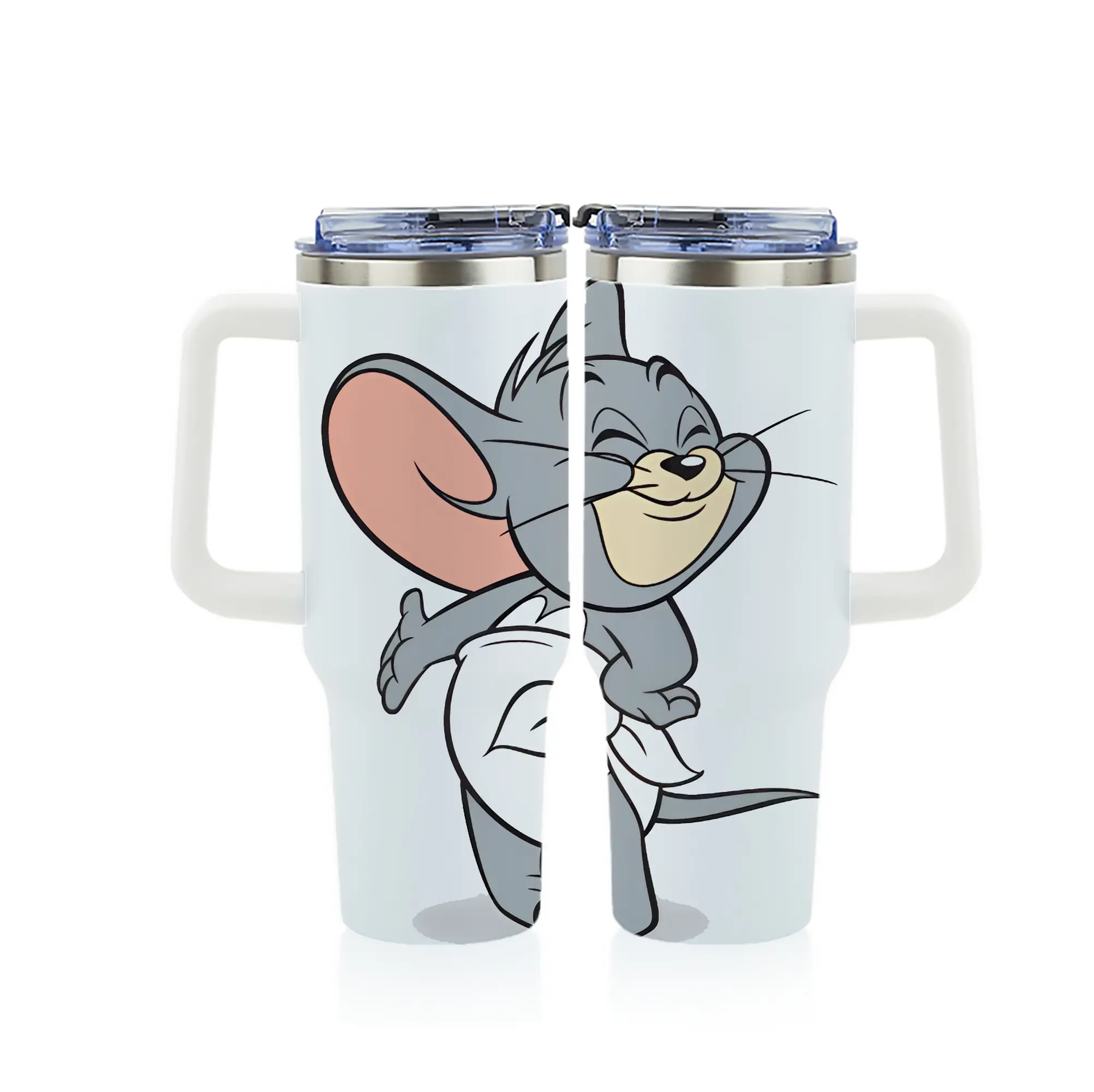 トムとジェリー グッズ タフィー - 1200mL フルプリント車用タンブラー ・ 304ステンレス 内側 ・ 201ステンレス 外側 ・ 保温 保冷 ・ 通勤 ドライブ アウトドア用