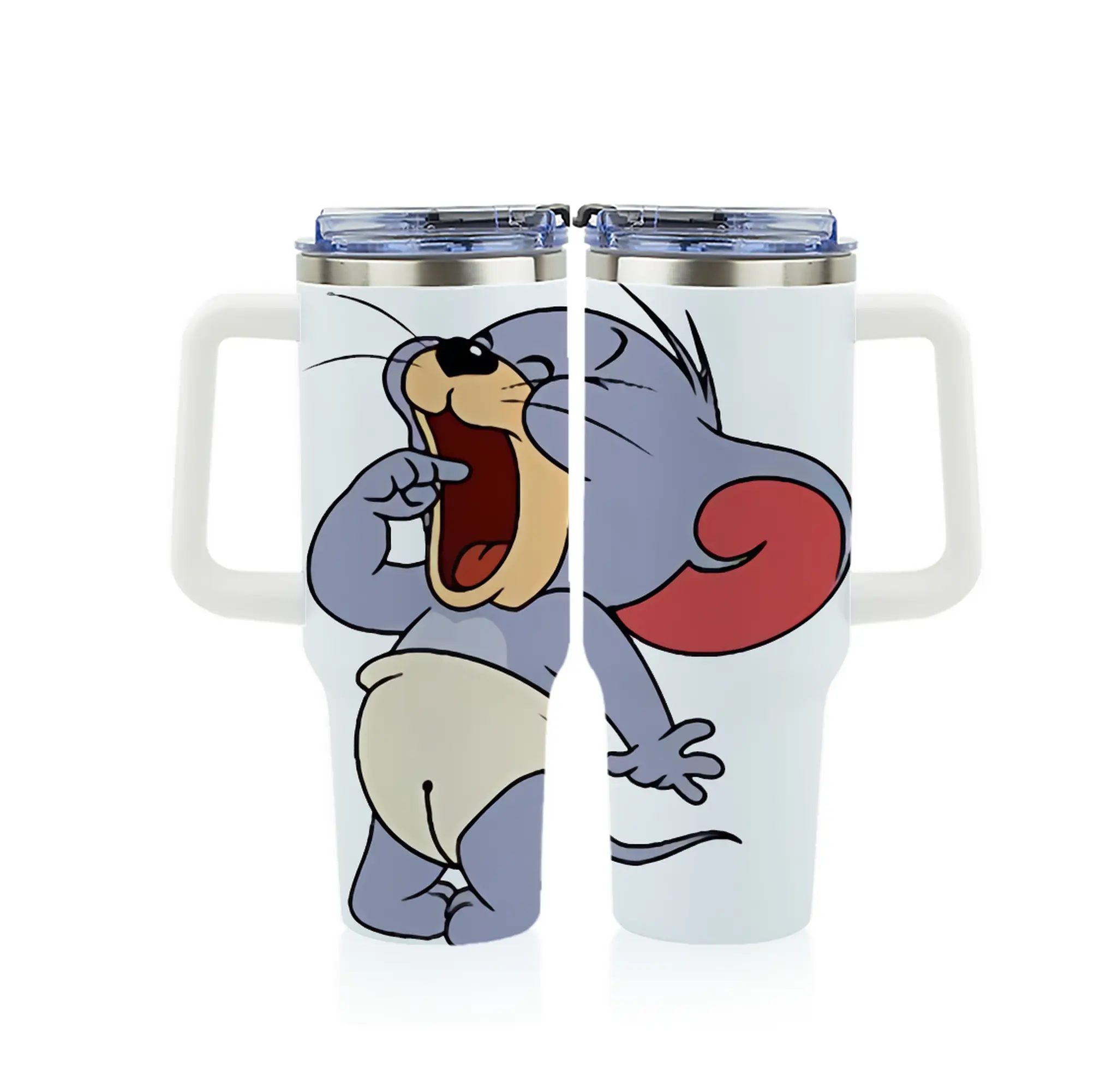 トムとジェリー グッズ タフィー - 1200mL フルプリント車用タンブラー ・ 304ステンレス 内側 ・ 201ステンレス 外側 ・ 保温 保冷 ・ 通勤 ドライブ アウトドア用